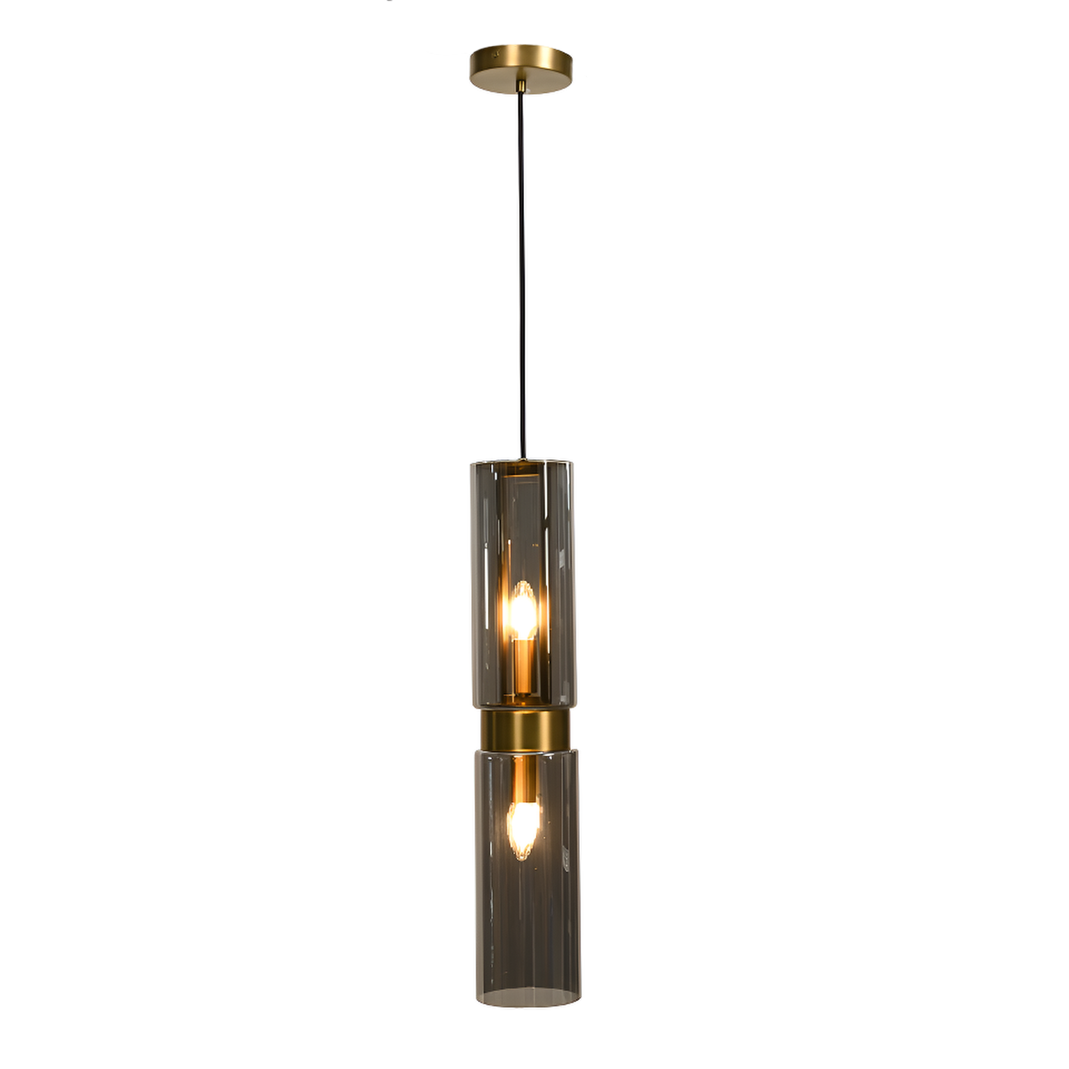 Revere Gold & Smoked Glass Single Pendant by Luxe Collection