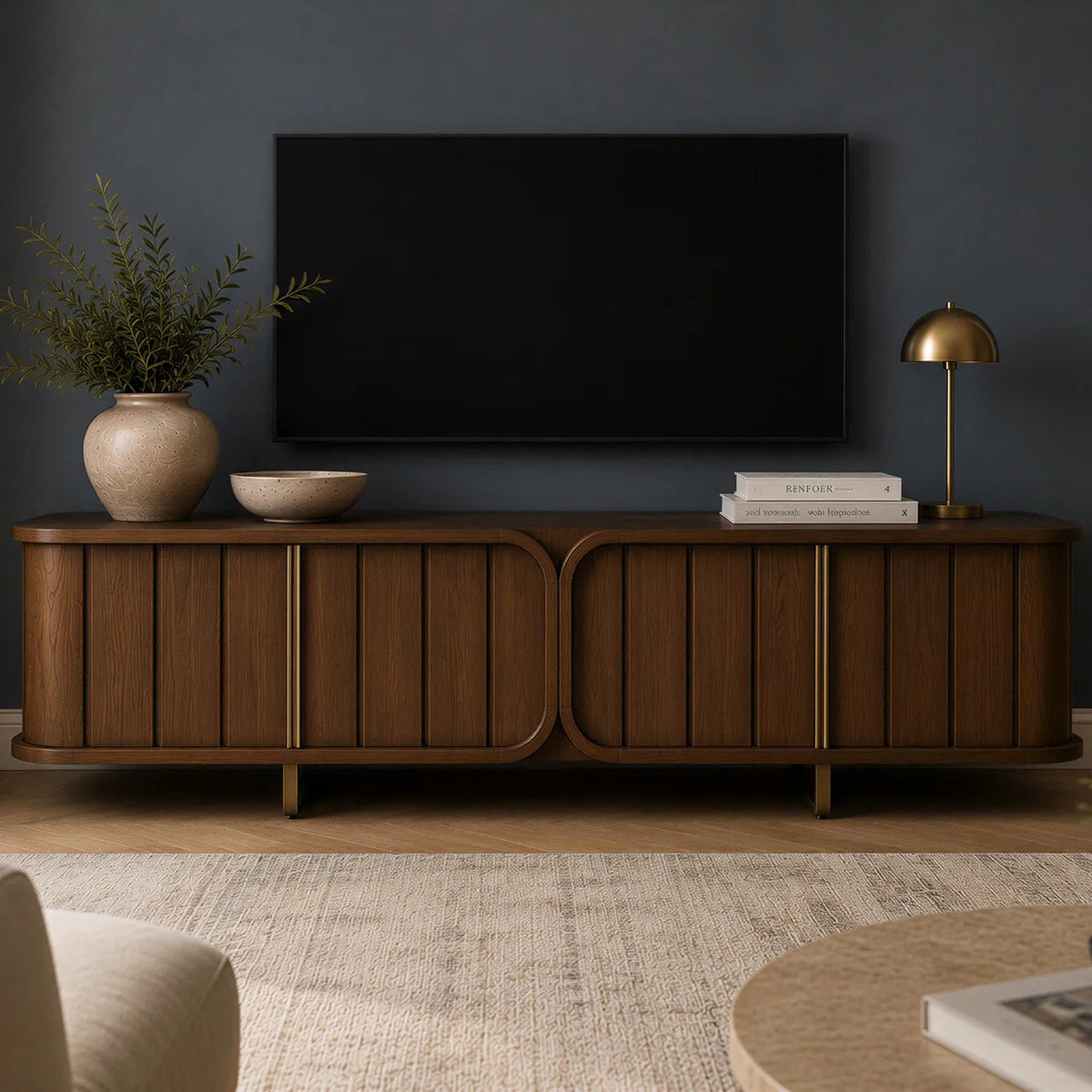 Lisbon Caramel Oak Veneer Media TV Cabinet Unit Berkeley Designs