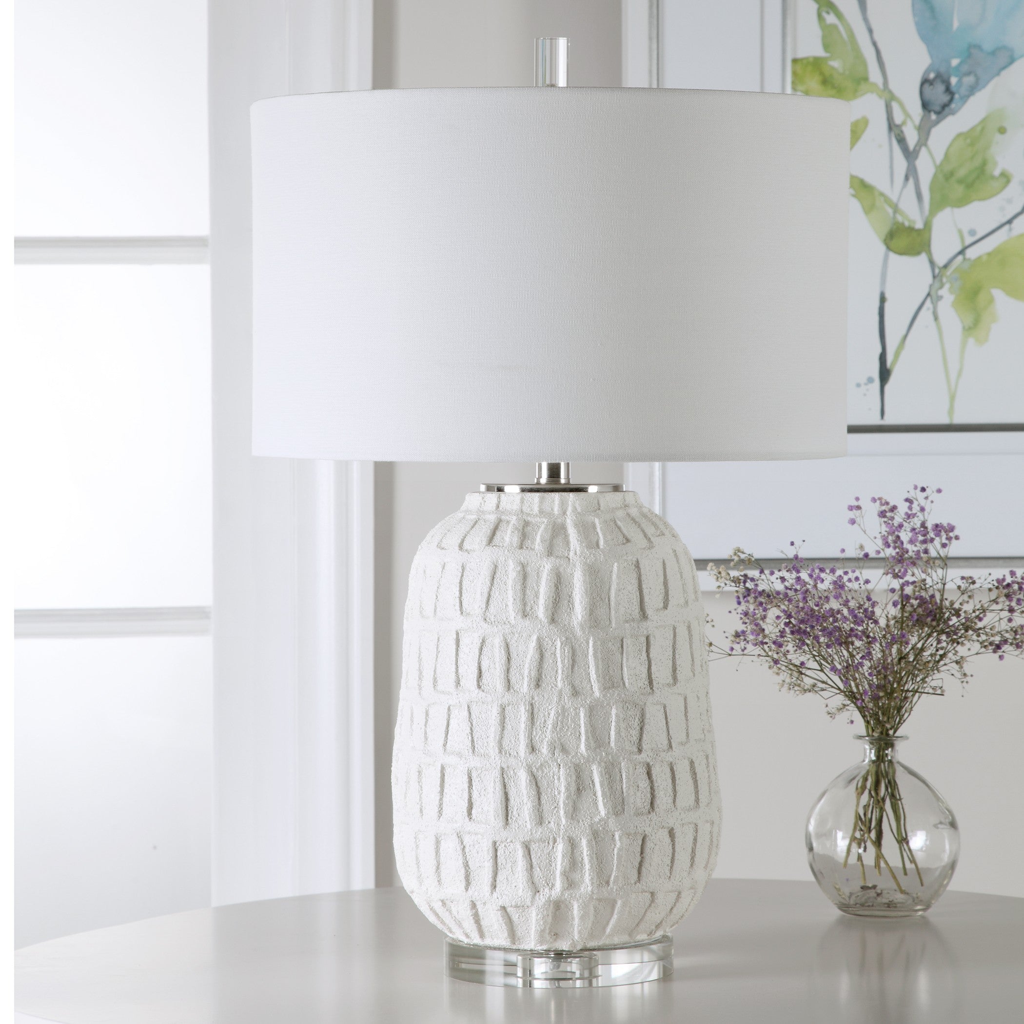 Caelina Textured White Table Lamp by Uttermost