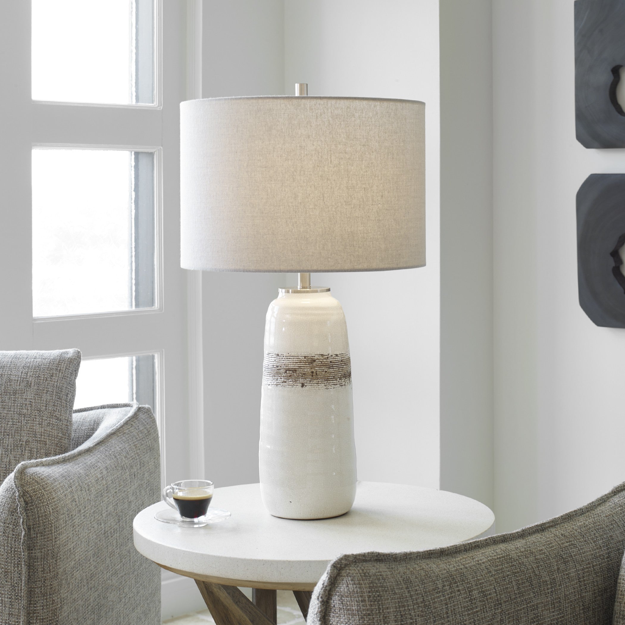 Comanche White Crackle Table Lamp by Uttermost
