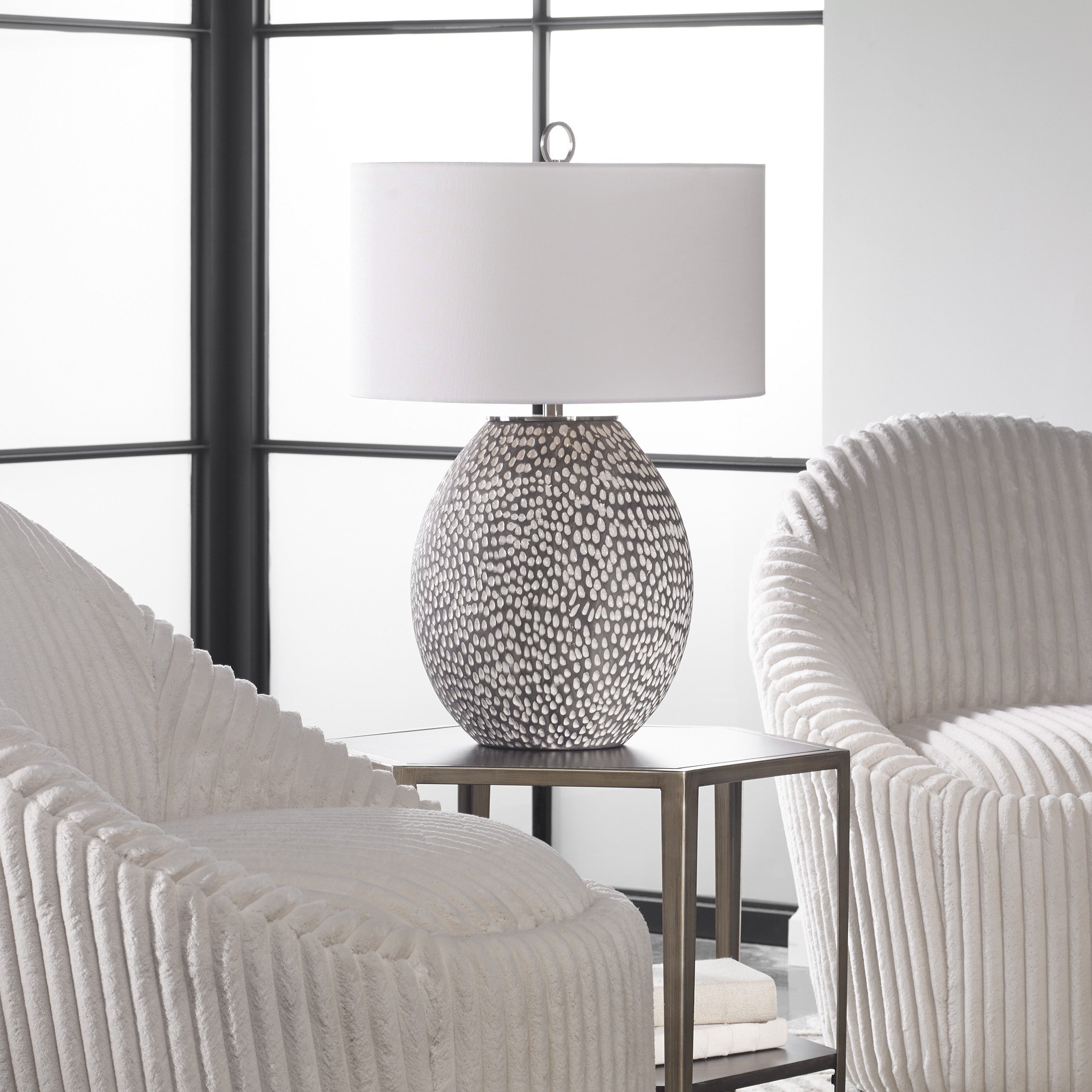 Cyprien Grey White Table Lamp by Uttermost
