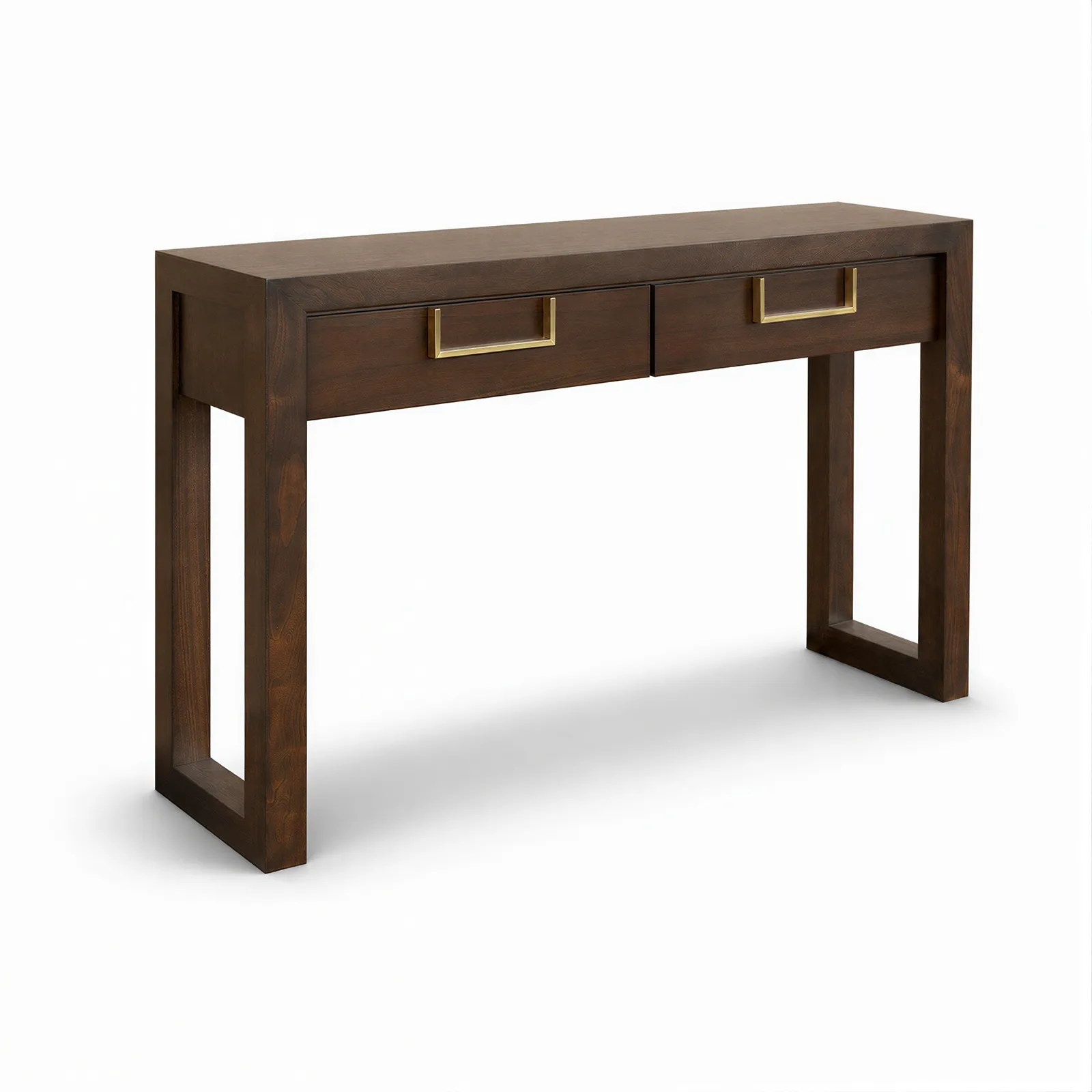 Lucca Walnut & Brass Console Table by Berkeley Designs