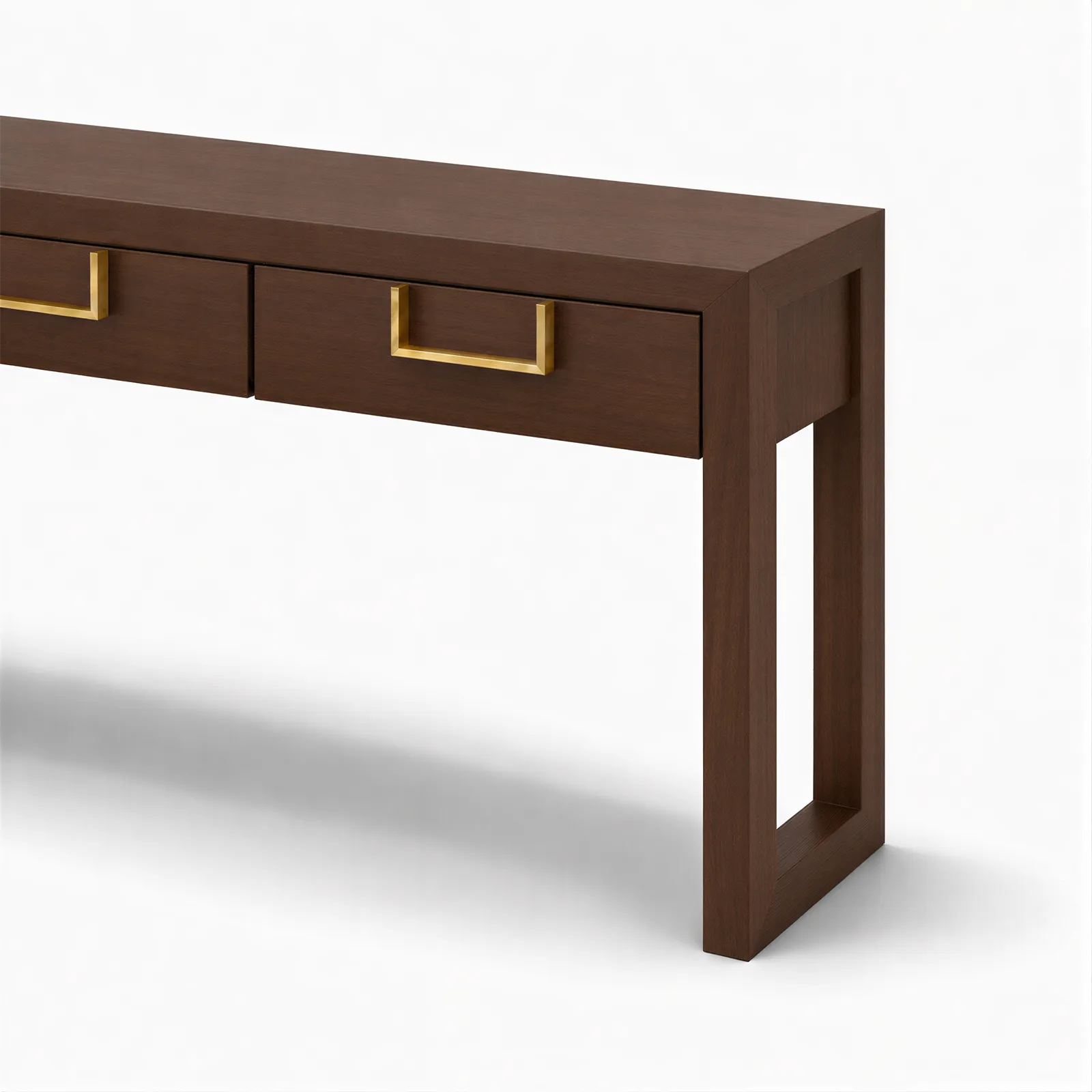 Lucca Walnut & Brass Console Table by Berkeley Designs