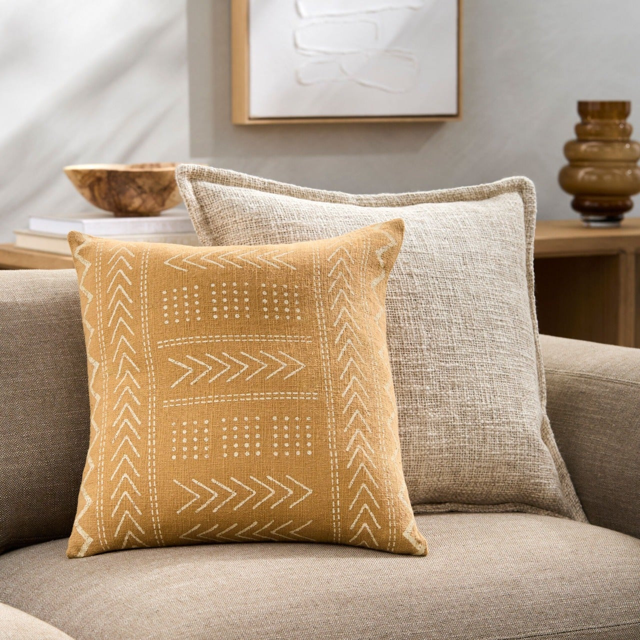 Malian Hand Woven Cushion in Mustard by Keiichi