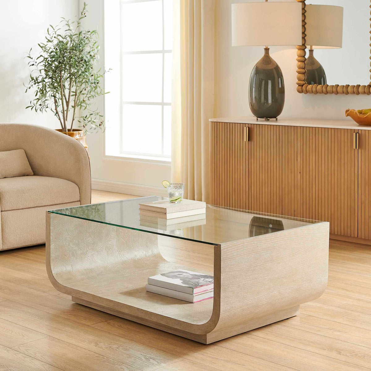 Maeva Modern Glass Coffee Table by Uttermost