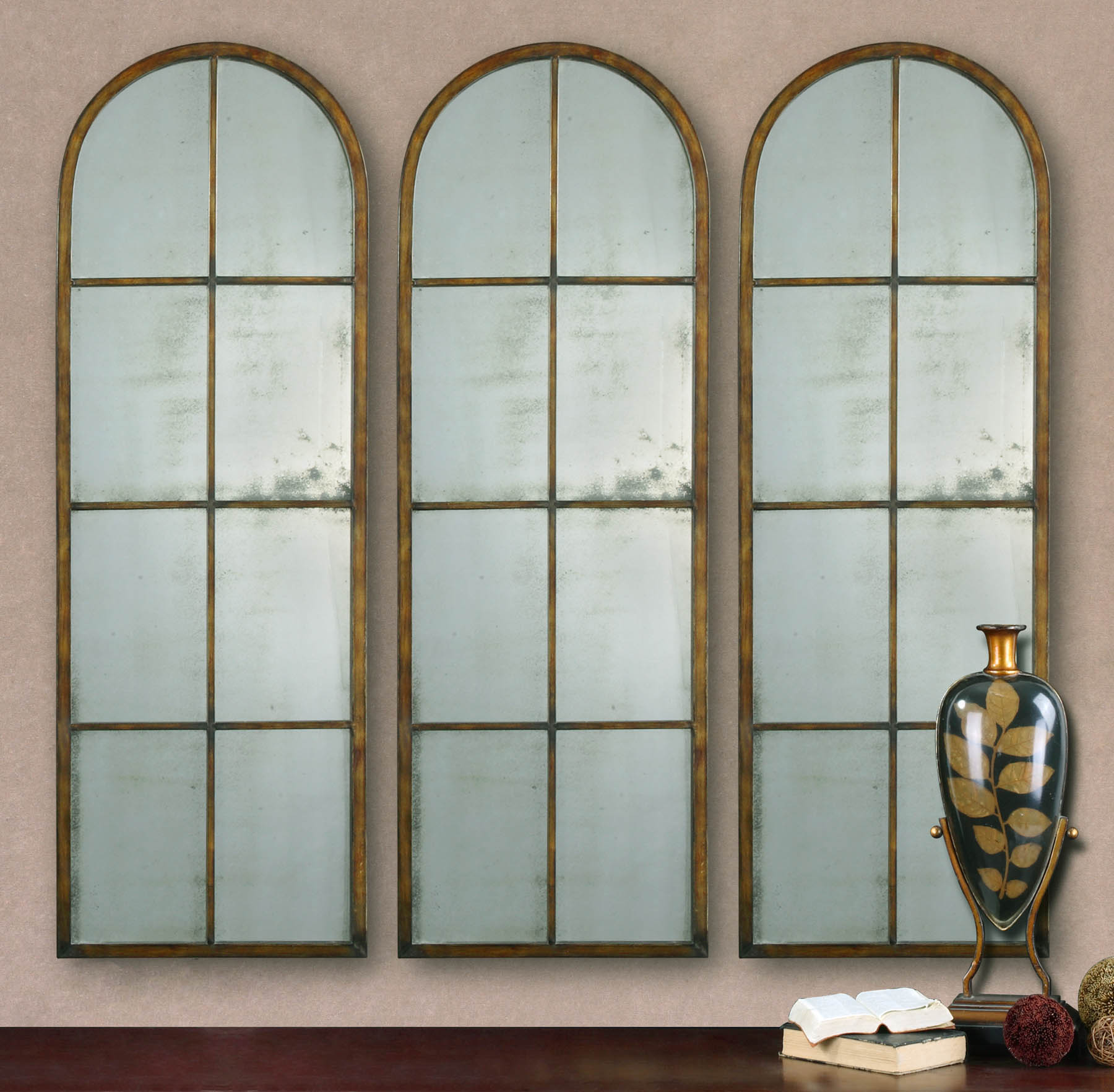 Amiel Arched Brown Mirror by Uttermost