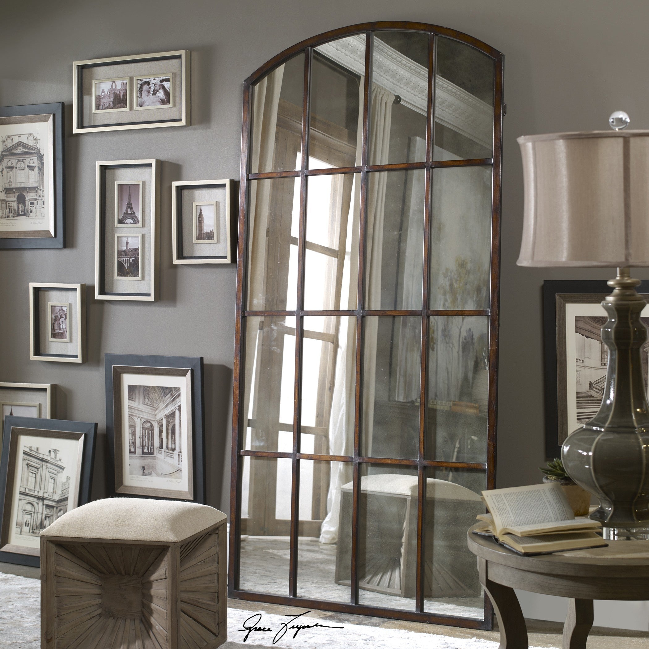 Amiel Antique Large Arch Mirror by Uttermost
