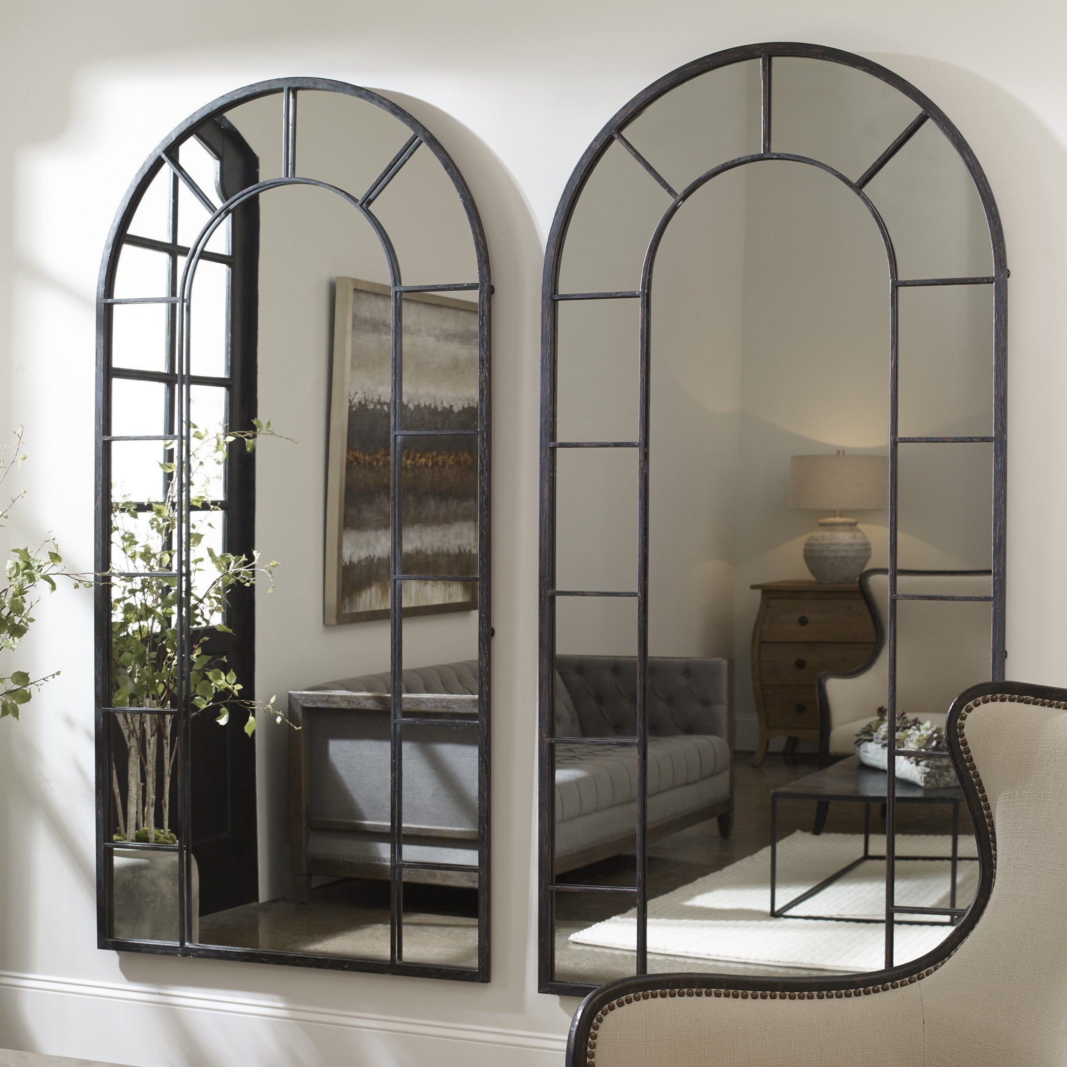 Dillingham Black Arch Mirror by Uttermost