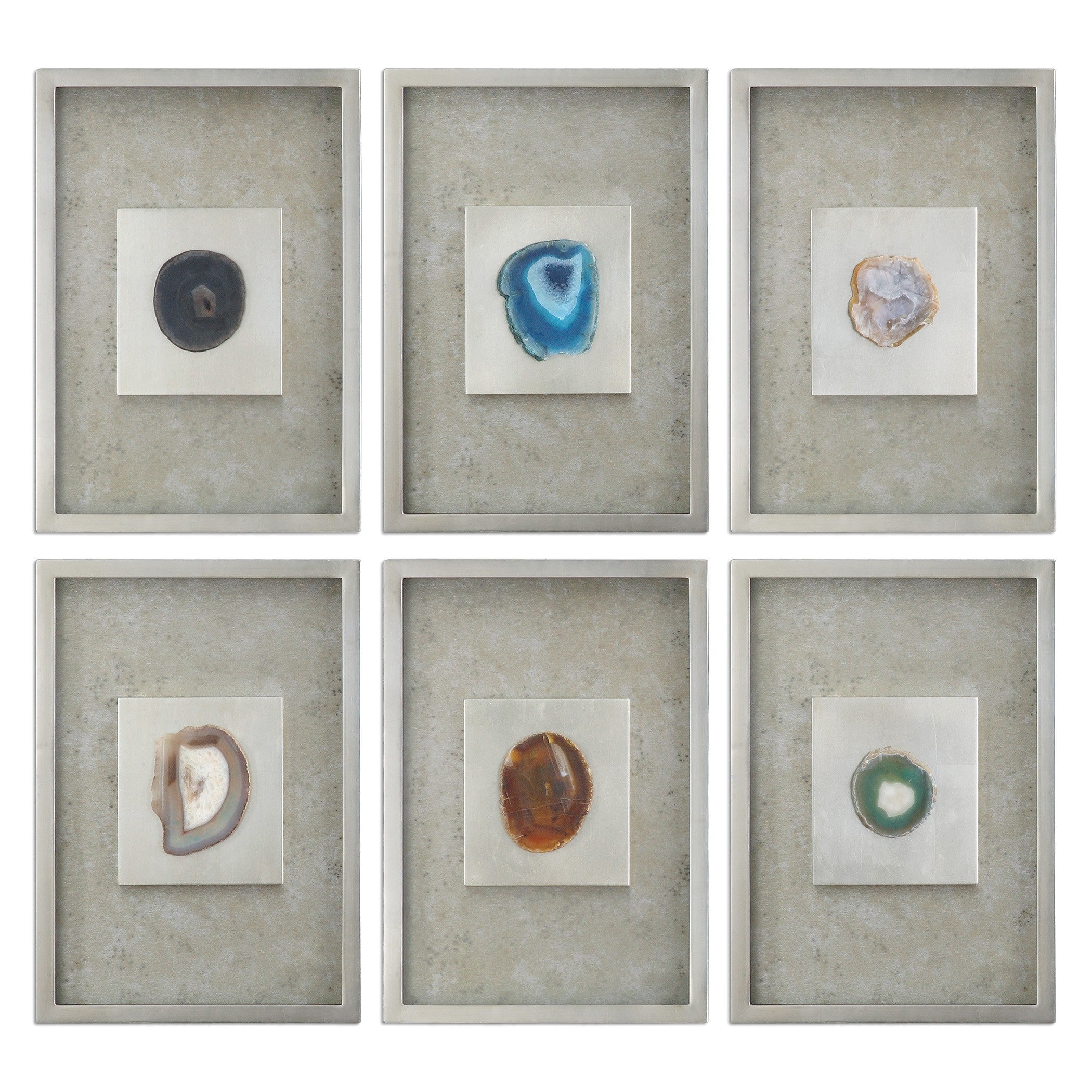 Agate Stone Silver Wall Art - Set of 6 by Uttermost
