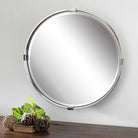 Tazlina Brushed Nickel Round Mirror by Uttermost