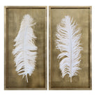White Feathers Gold Shadow Box - Set of 2 by Uttermost