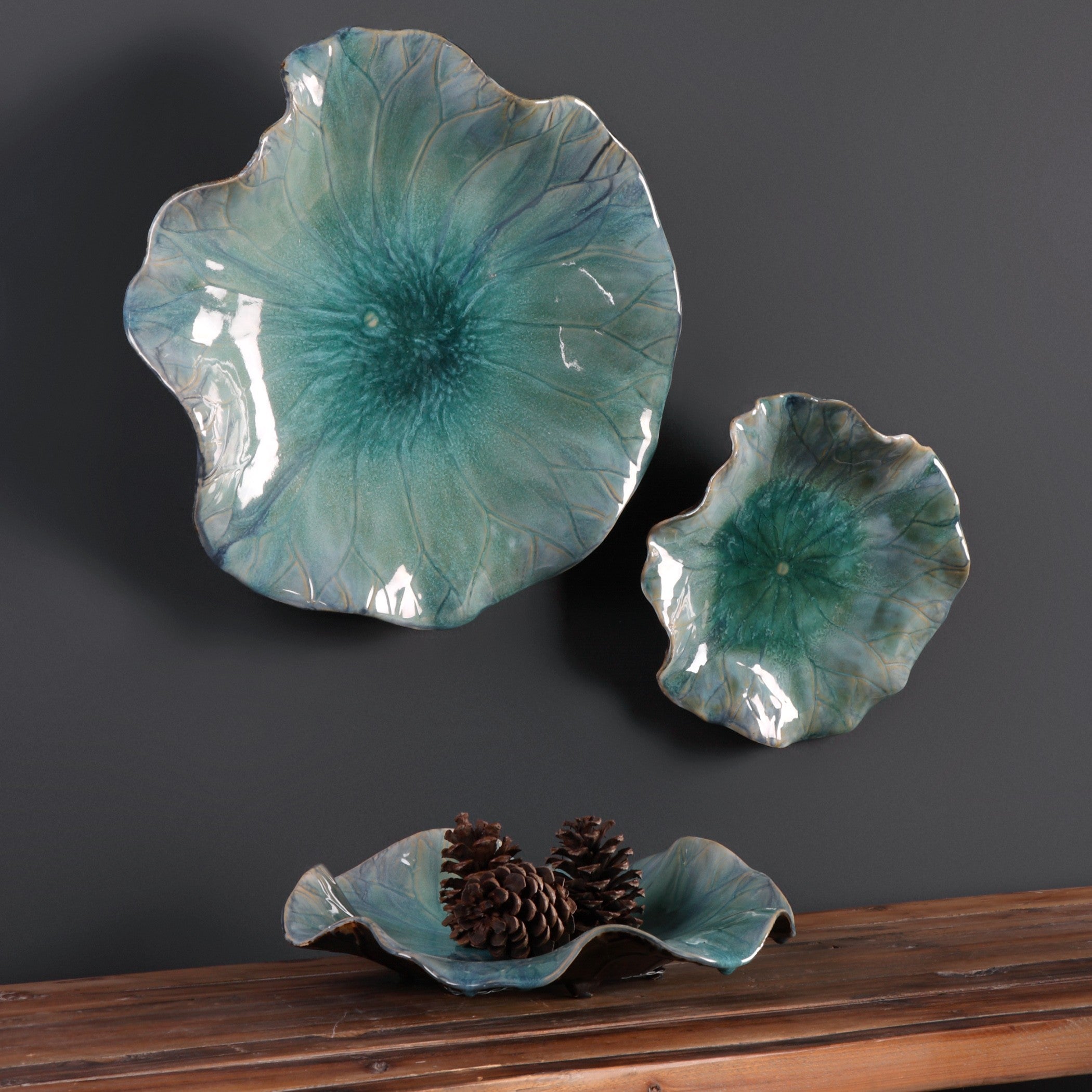 Abella Ceramic Wall-Mounted Bowls - Set of 3 by Uttermost