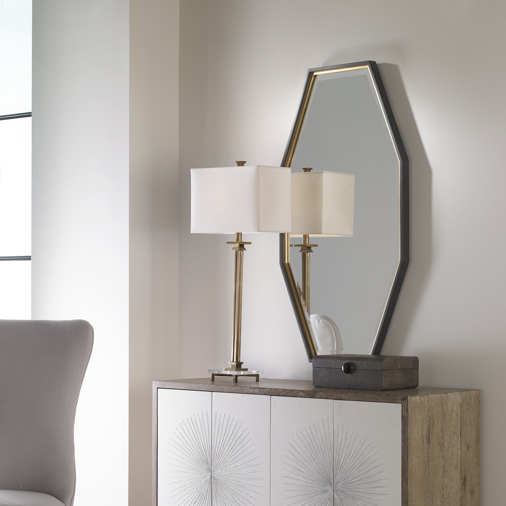 Savion Gold Octagon Mirror by Uttermost