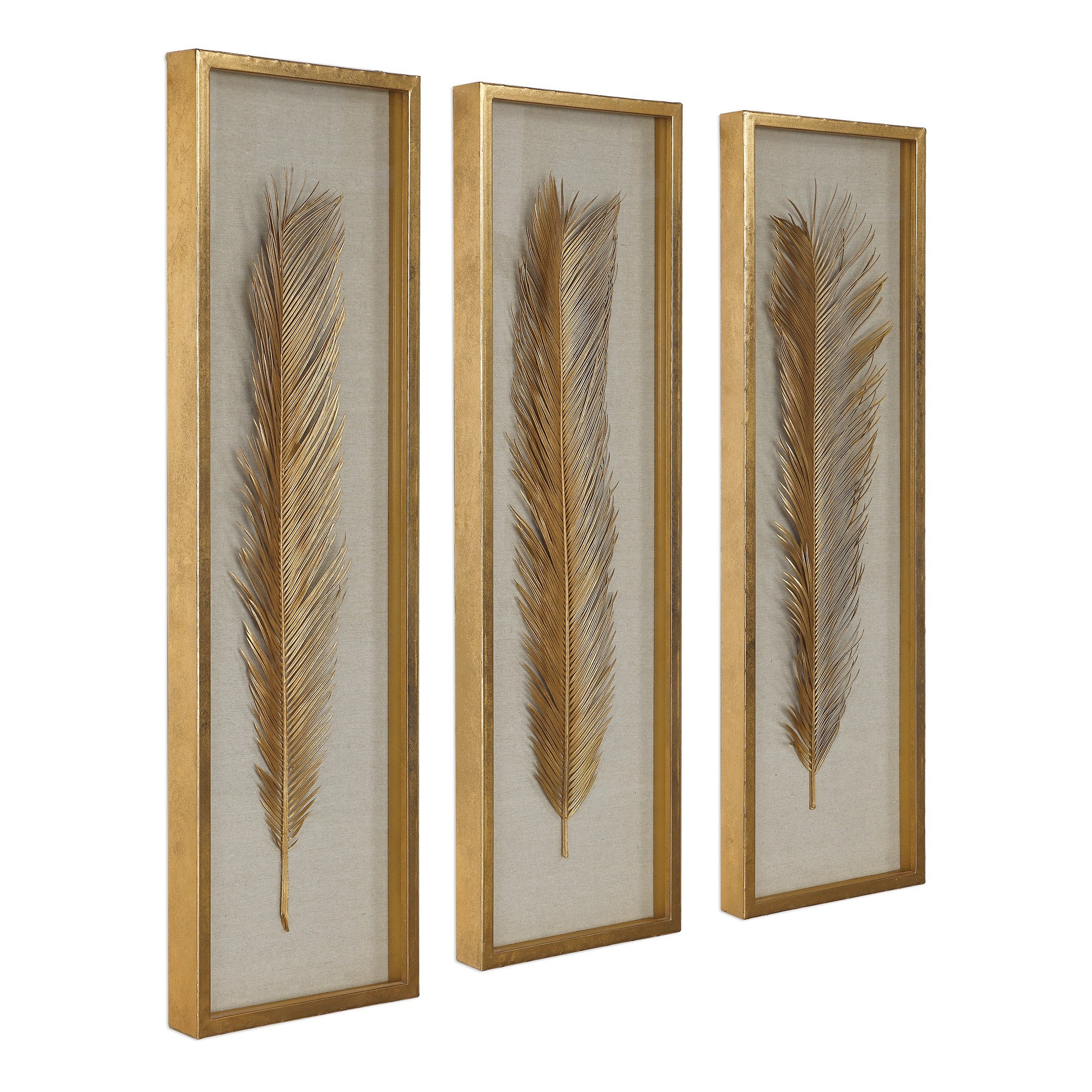 Palma Gold Leaf Shadow Box - Set of 3 by Uttermost
