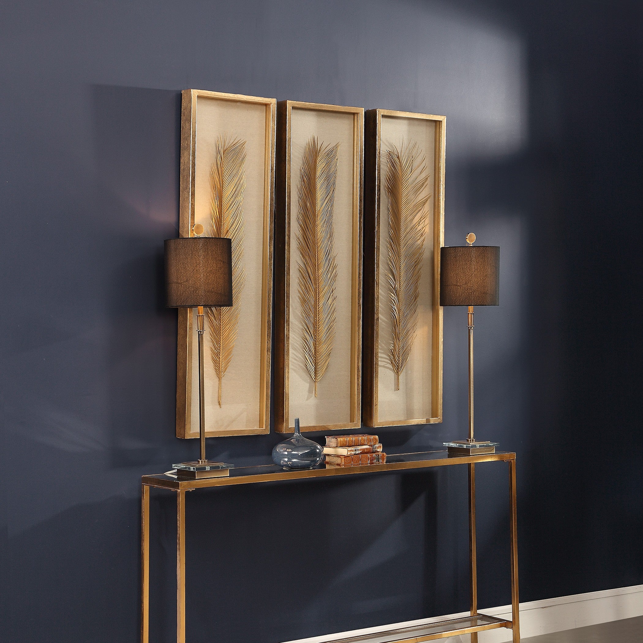 Palma Gold Leaf Shadow Box - Set of 3 by Uttermost