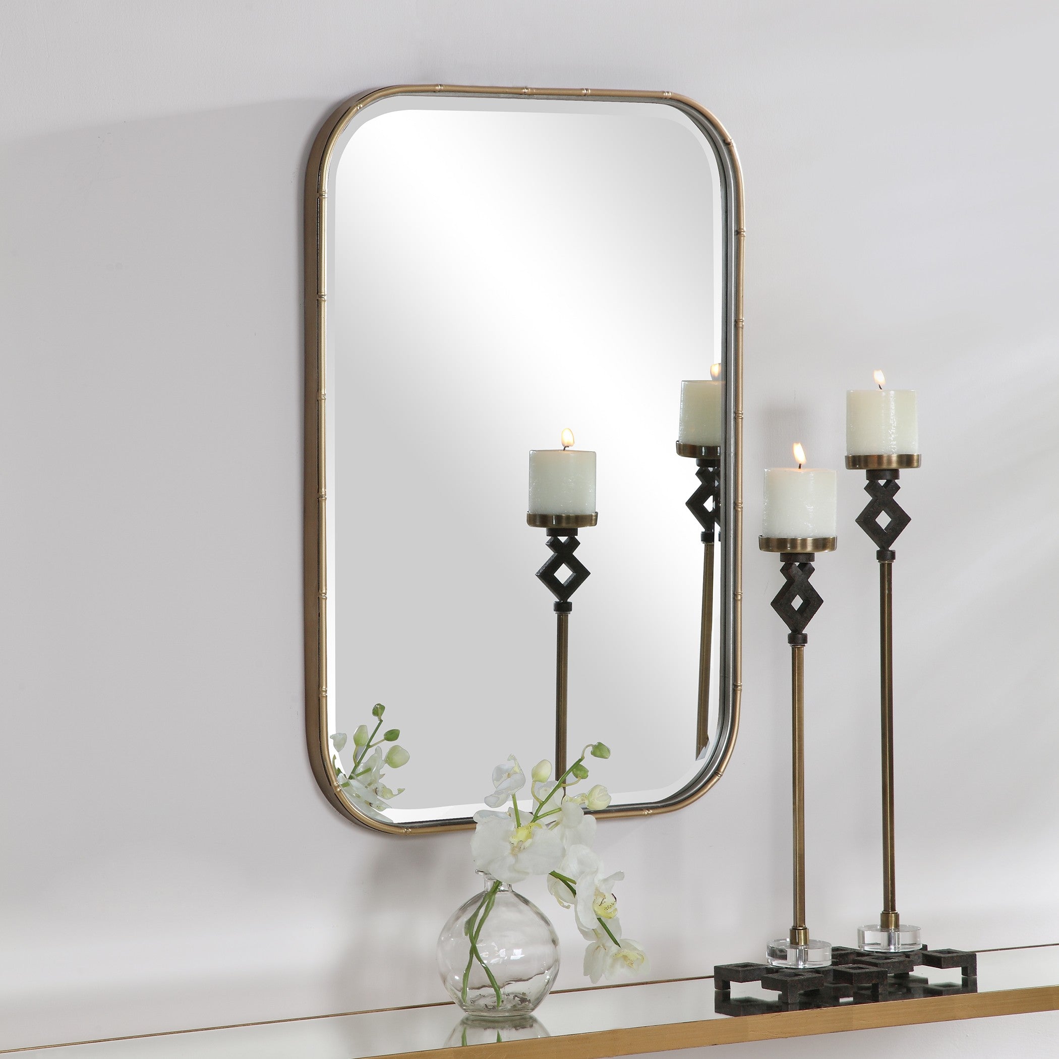 Malay Rectangular Mirror in Antique Gold by Uttermost