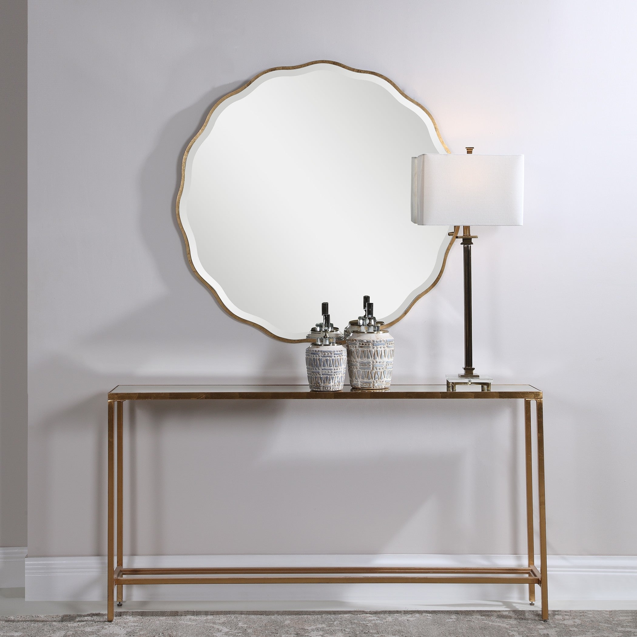 Aneta Gold Round Mirror by Uttermost