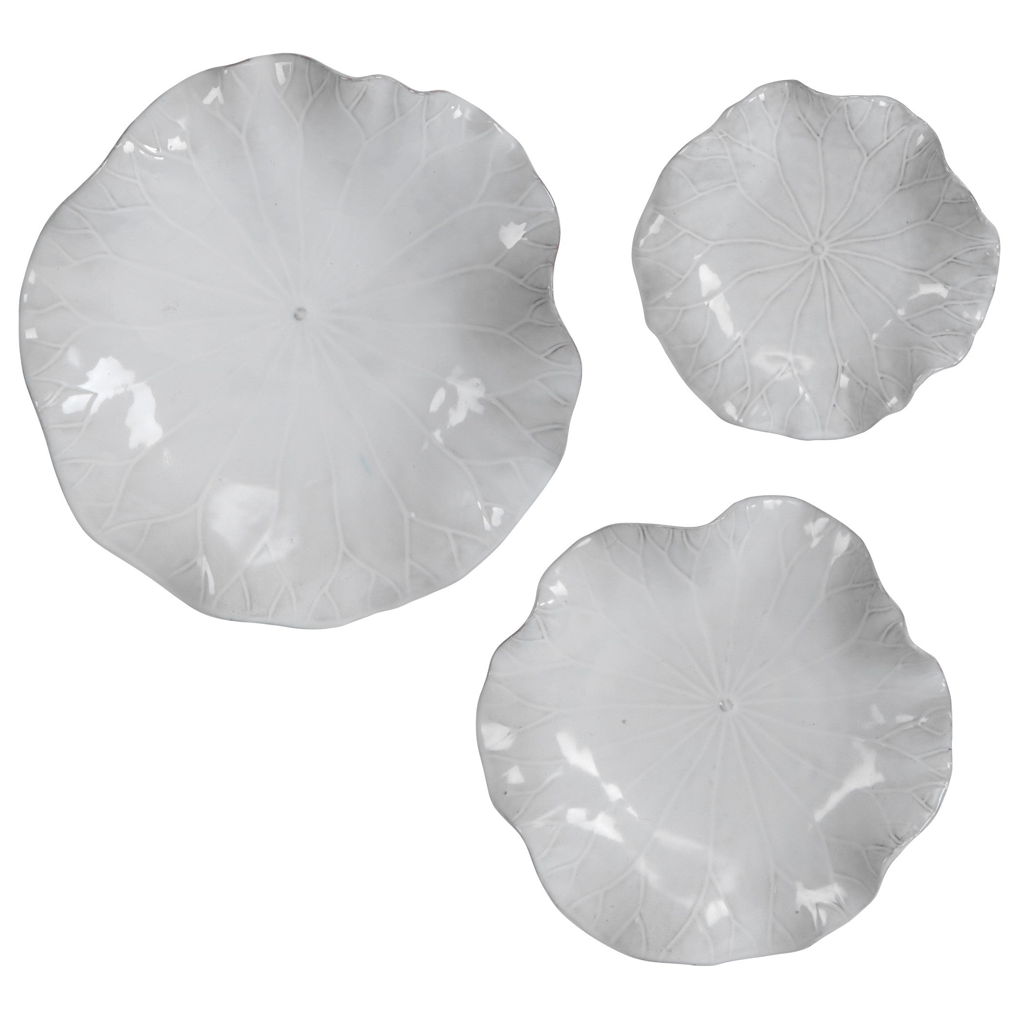 Abella Ceramic Wall-Mounted Bowls in White - Set of 3 by Uttermost