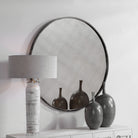 Junius Antique White Round Mirror by Uttermost