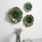 Abella Ceramic Wall-Mounted Bowls in Green - Set of 3 by Uttermost