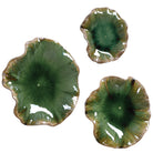Abella Ceramic Wall-Mounted Bowls in Green - Set of 3 by Uttermost