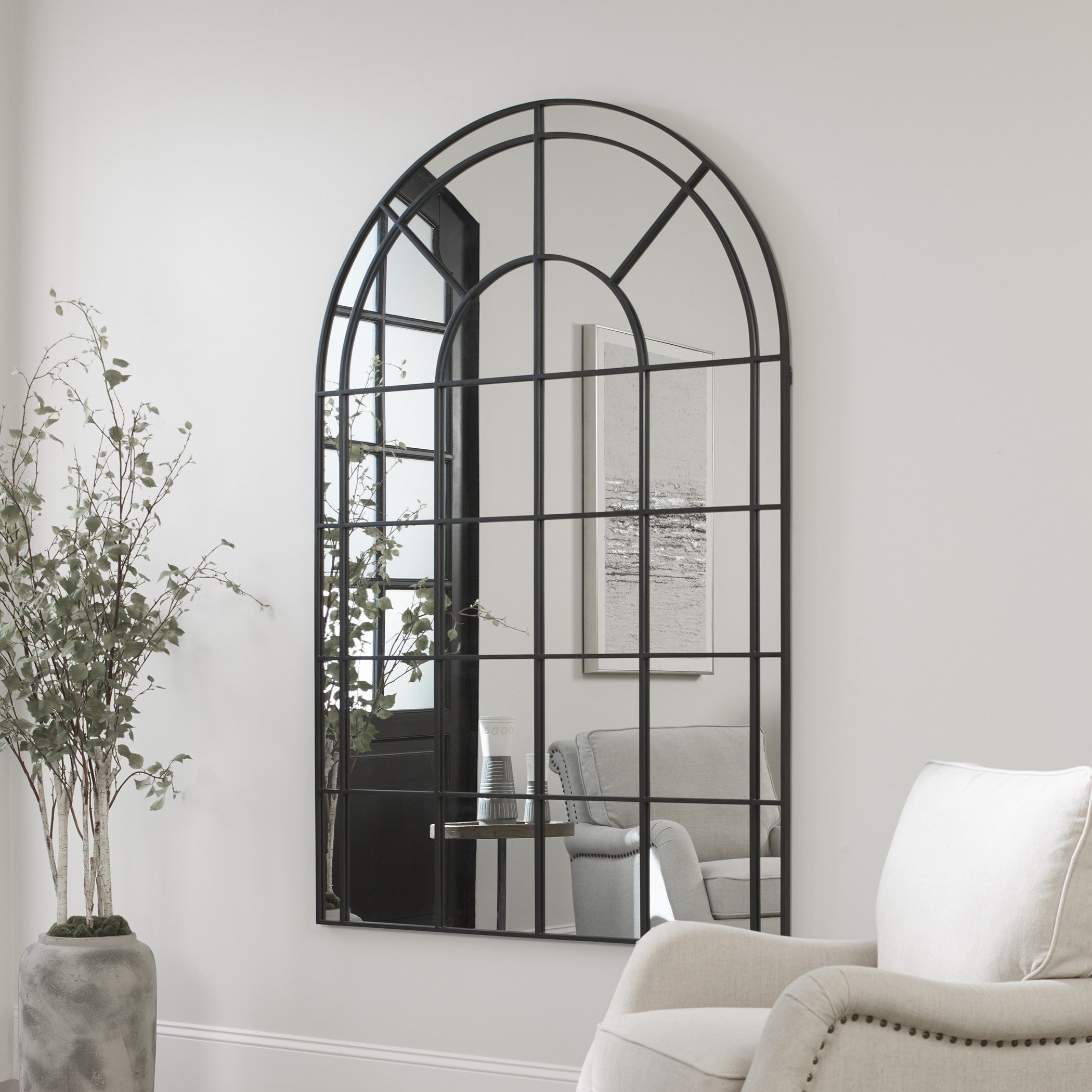 Grantola Black Arch Iron Mirror by Uttermost