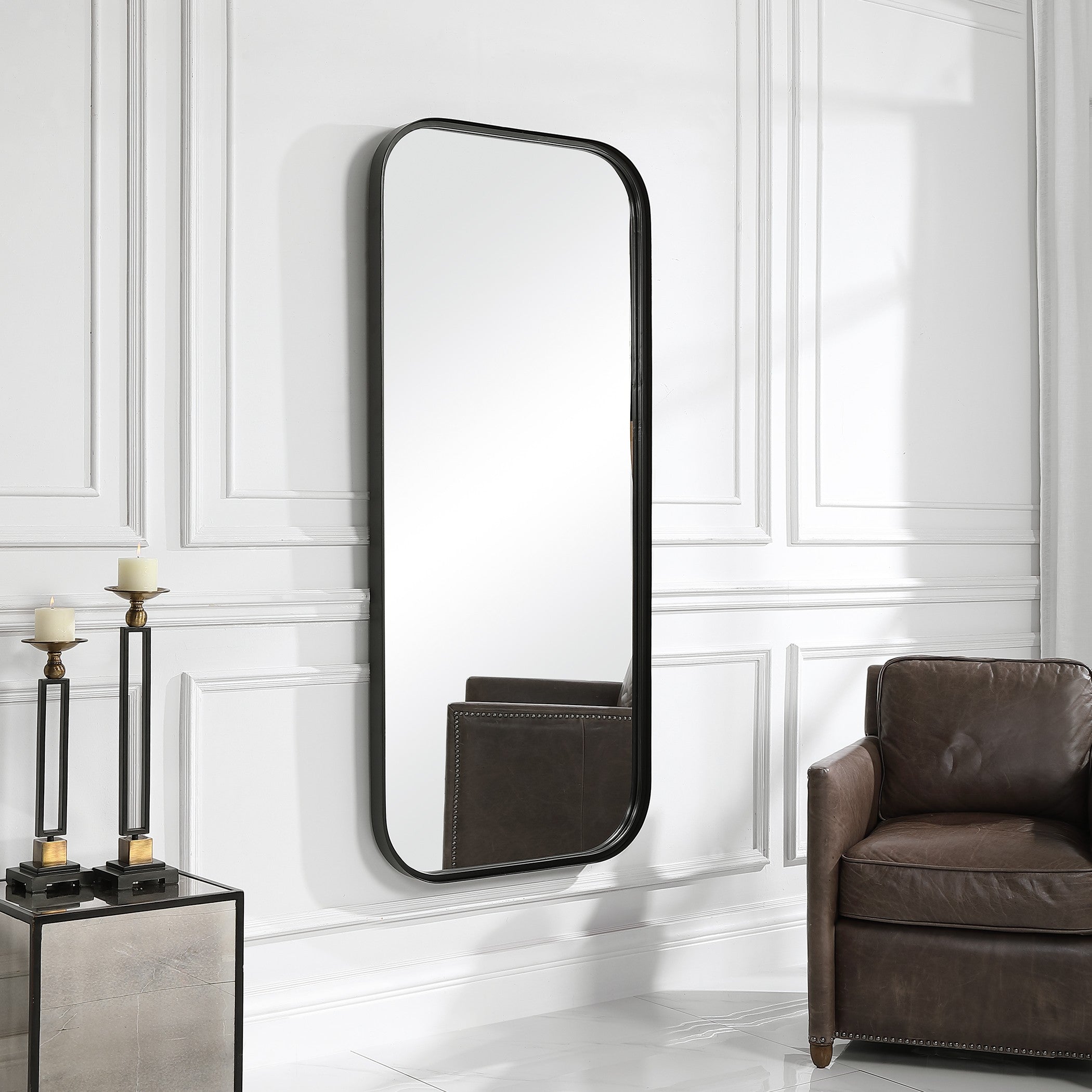 Concord Black Tall Iron Mirror by Uttermost