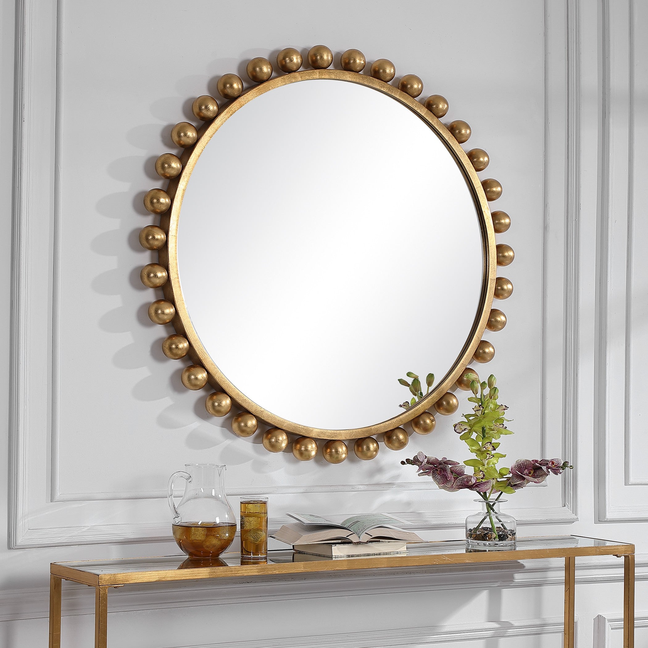 Cyra Gold Round Mirror by Uttermost