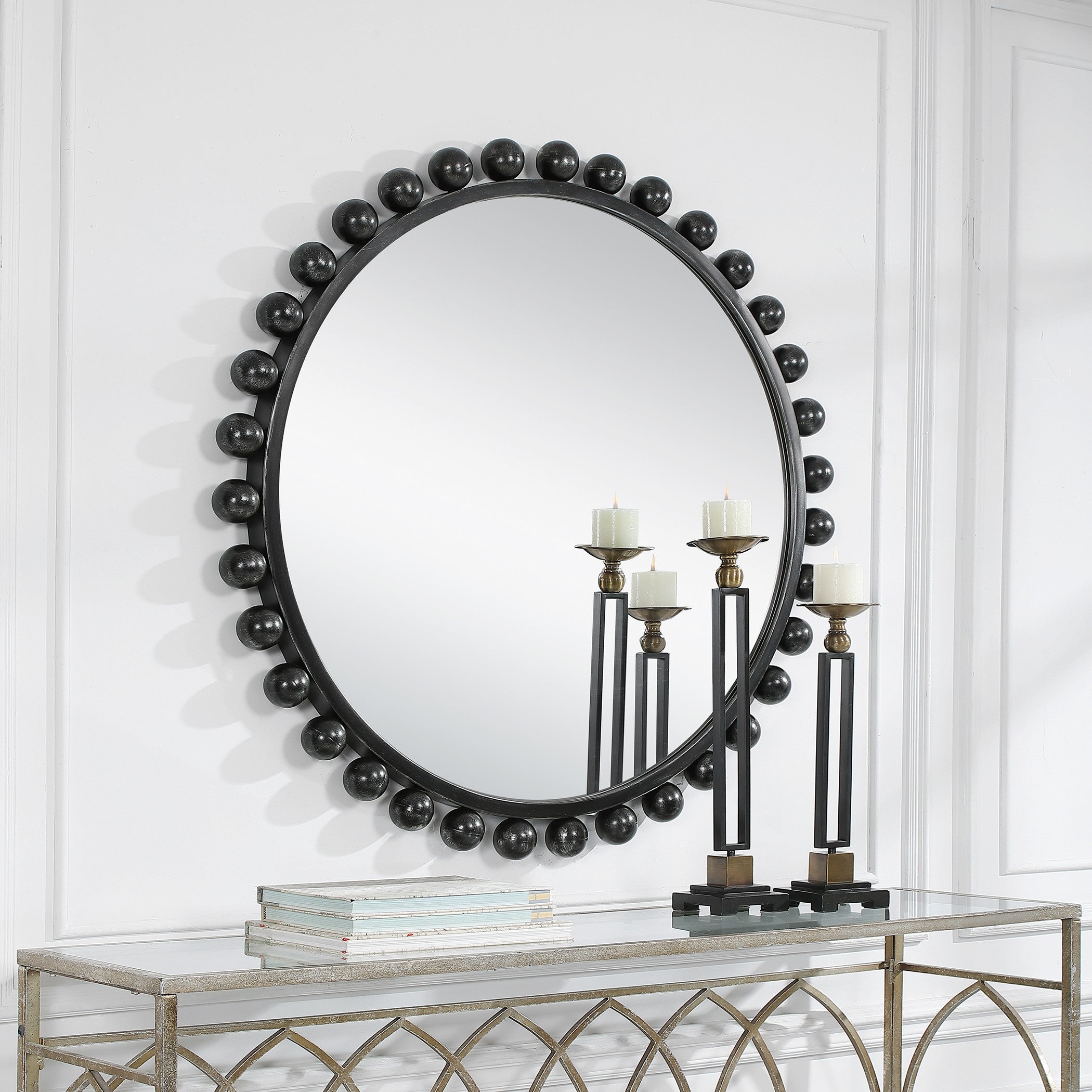 Cyra Black Round Mirror by Uttermost