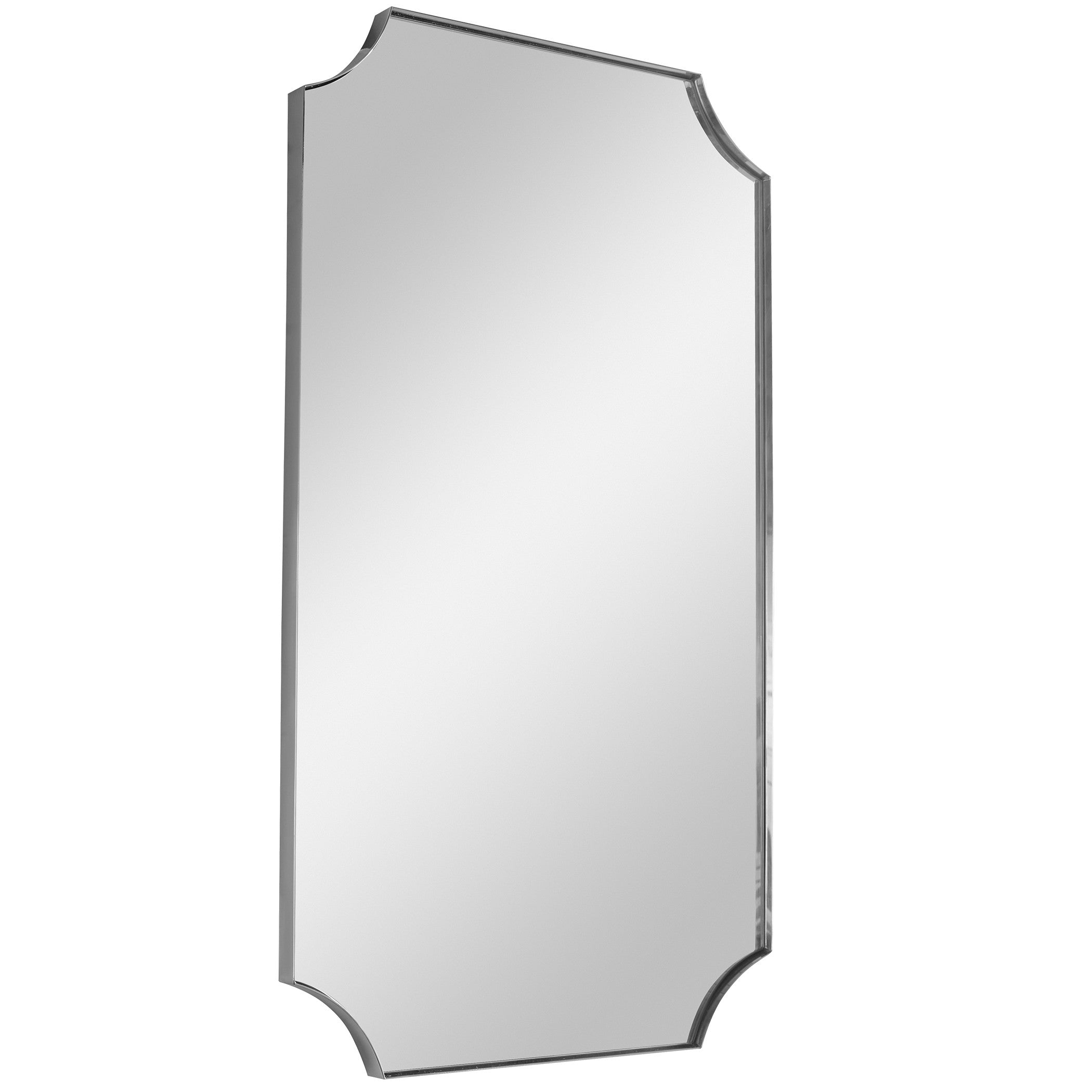 Lennox Scalloped Corner Mirror in Polished Nickel by Uttermost