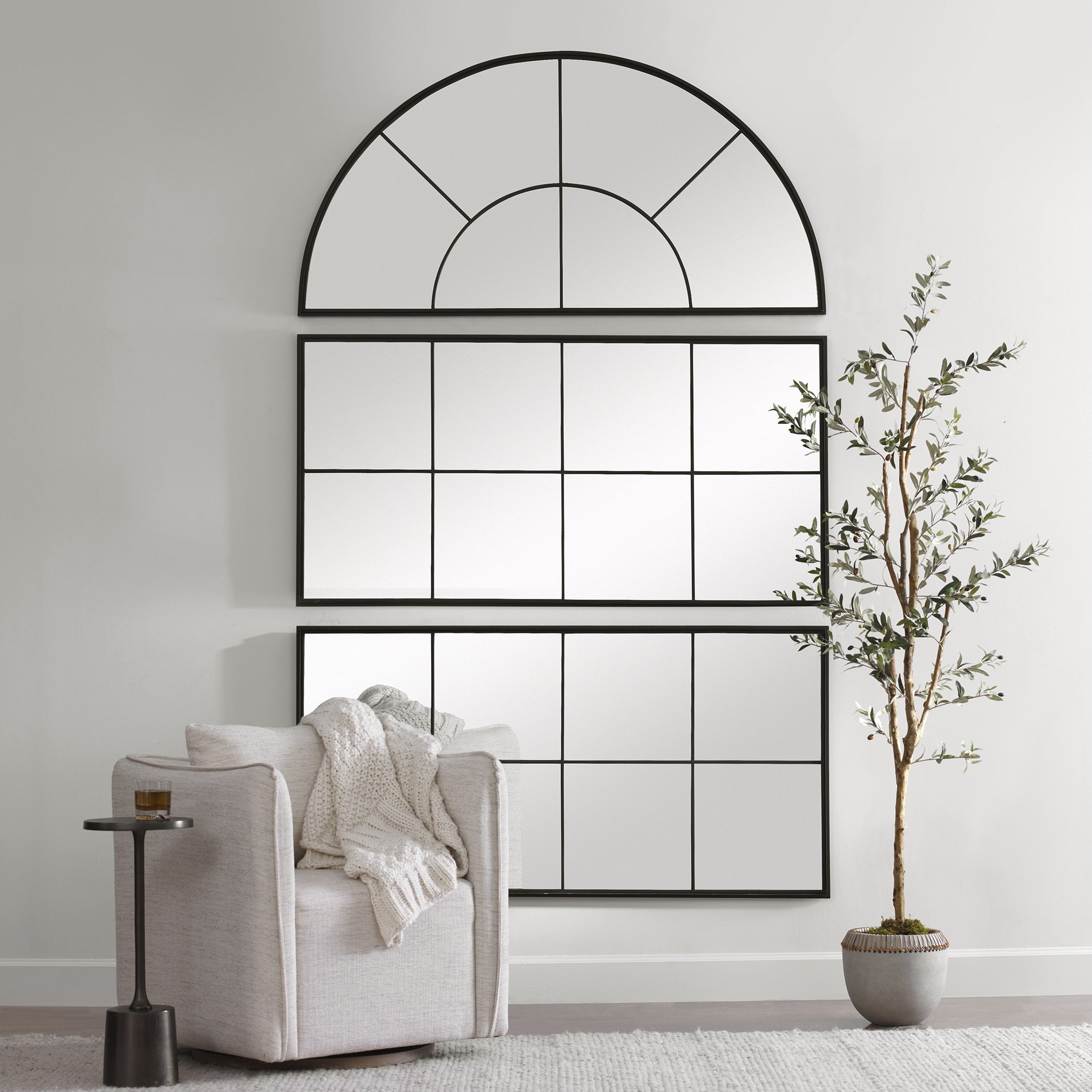 Rousseau Iron Window Arch Mirror by Uttermost