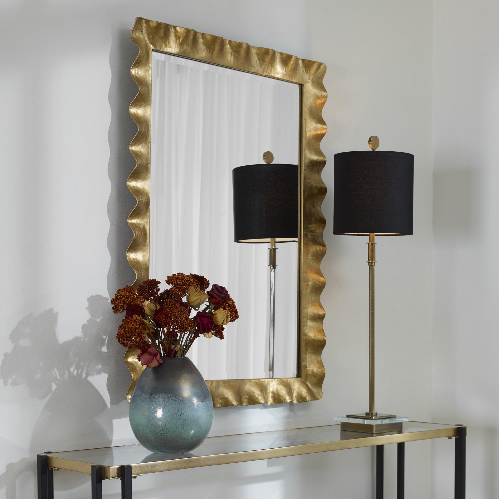 Haya Scalloped Gold Mirror by Uttermost