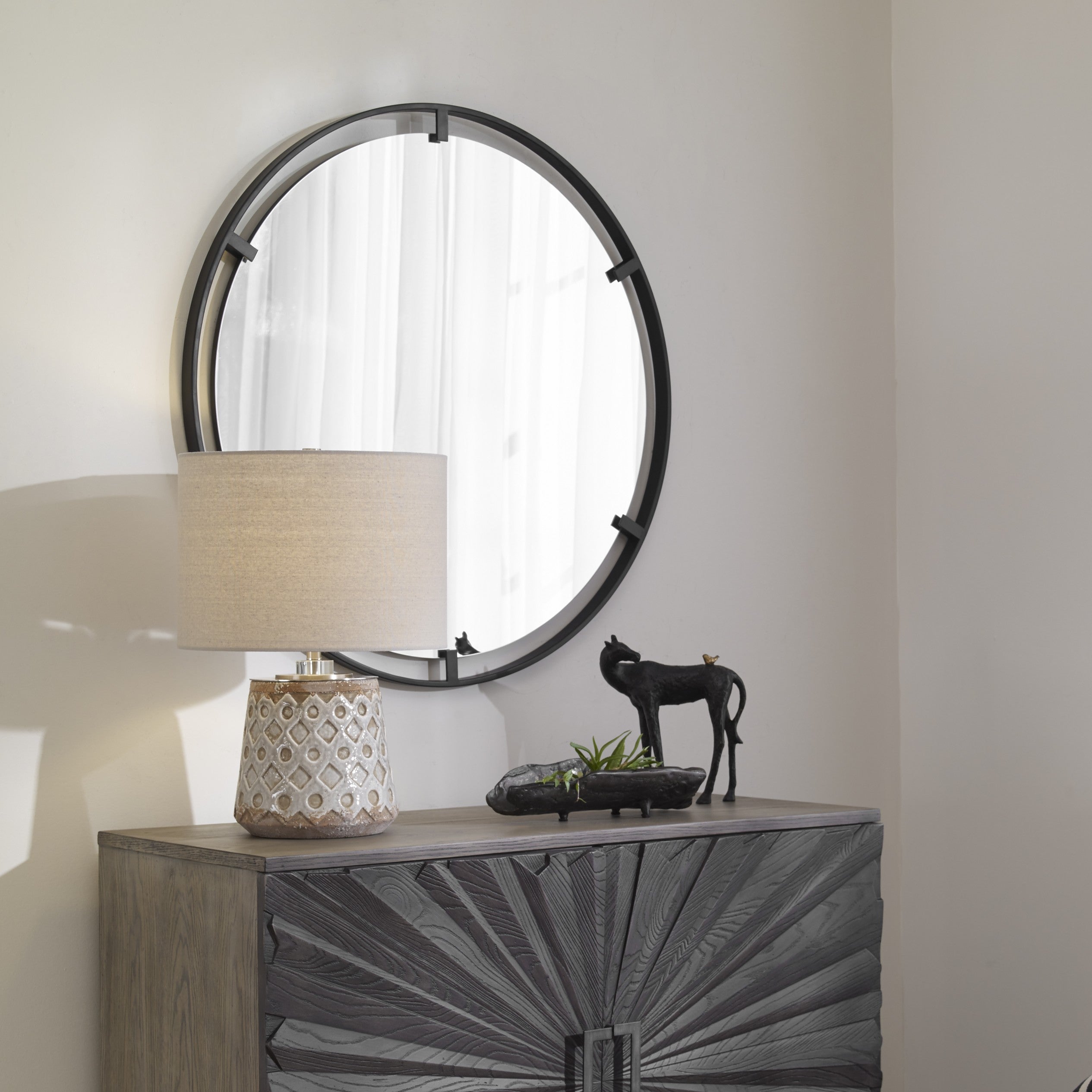 Cashel Round Iron Mirror by Uttermost