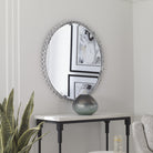 Taza Aged White Round Mirror by Uttermost