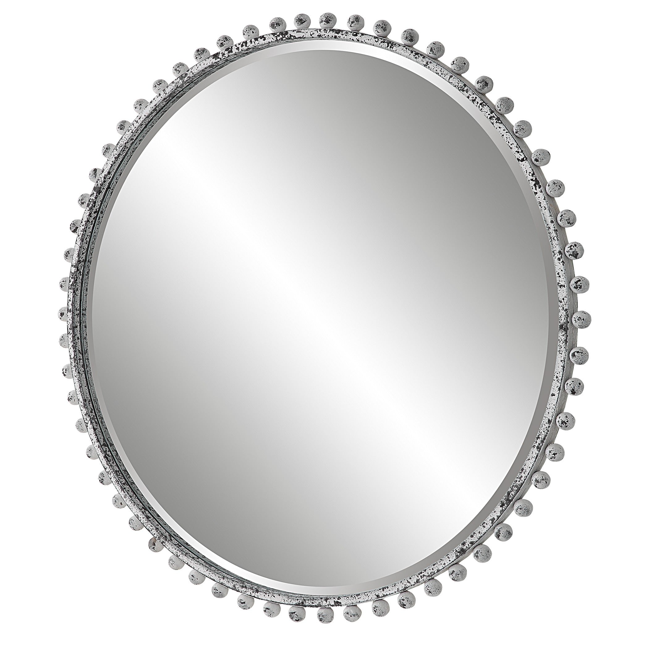 Taza Aged White Round Mirror by Uttermost