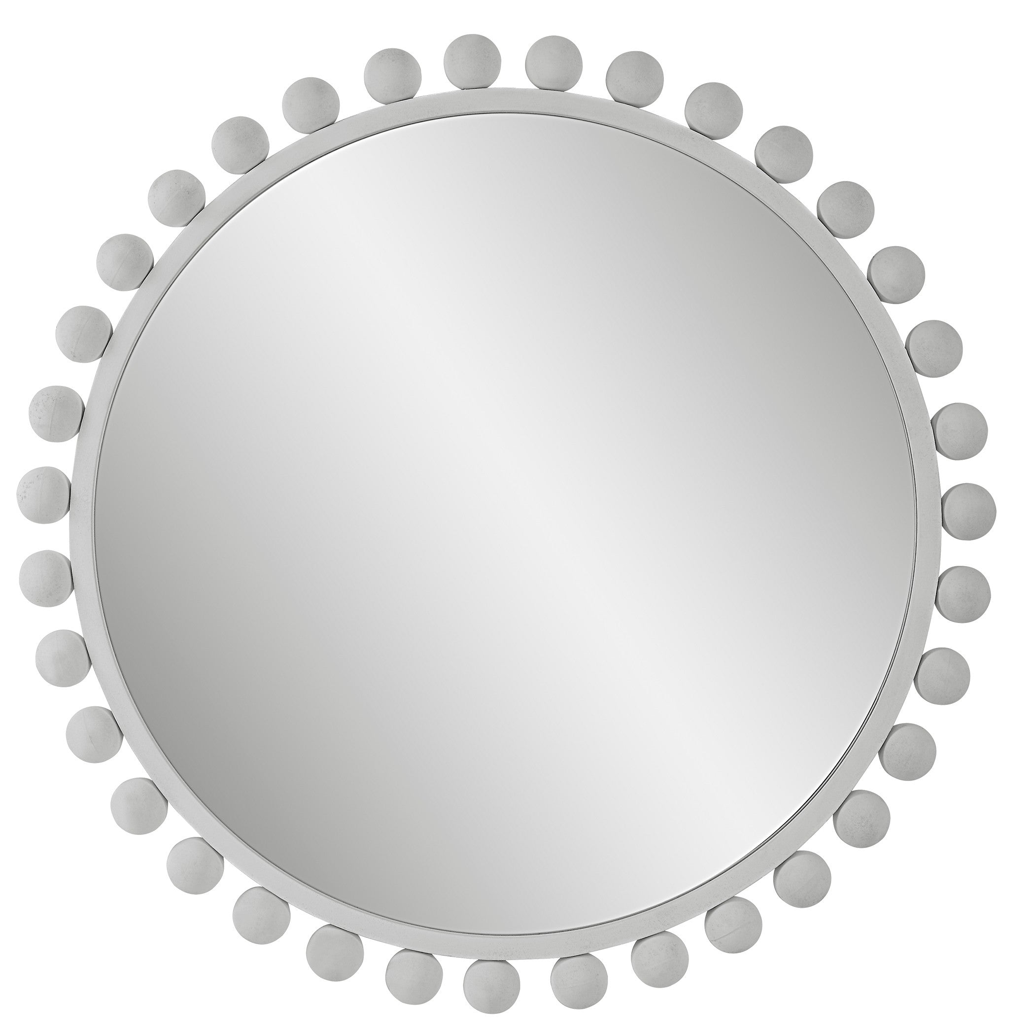 Cyra White Round Mirror by Uttermost