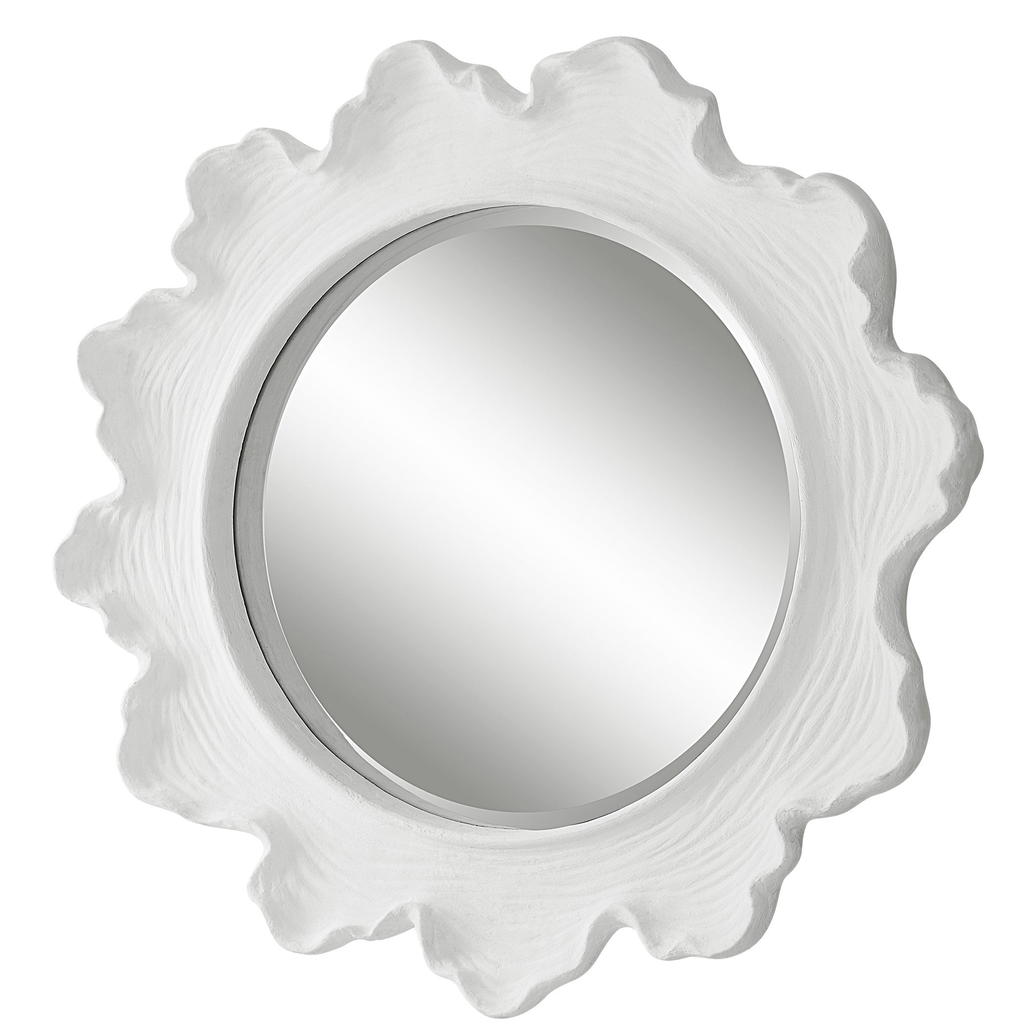Sea Coral White Round Mirror by Uttermost