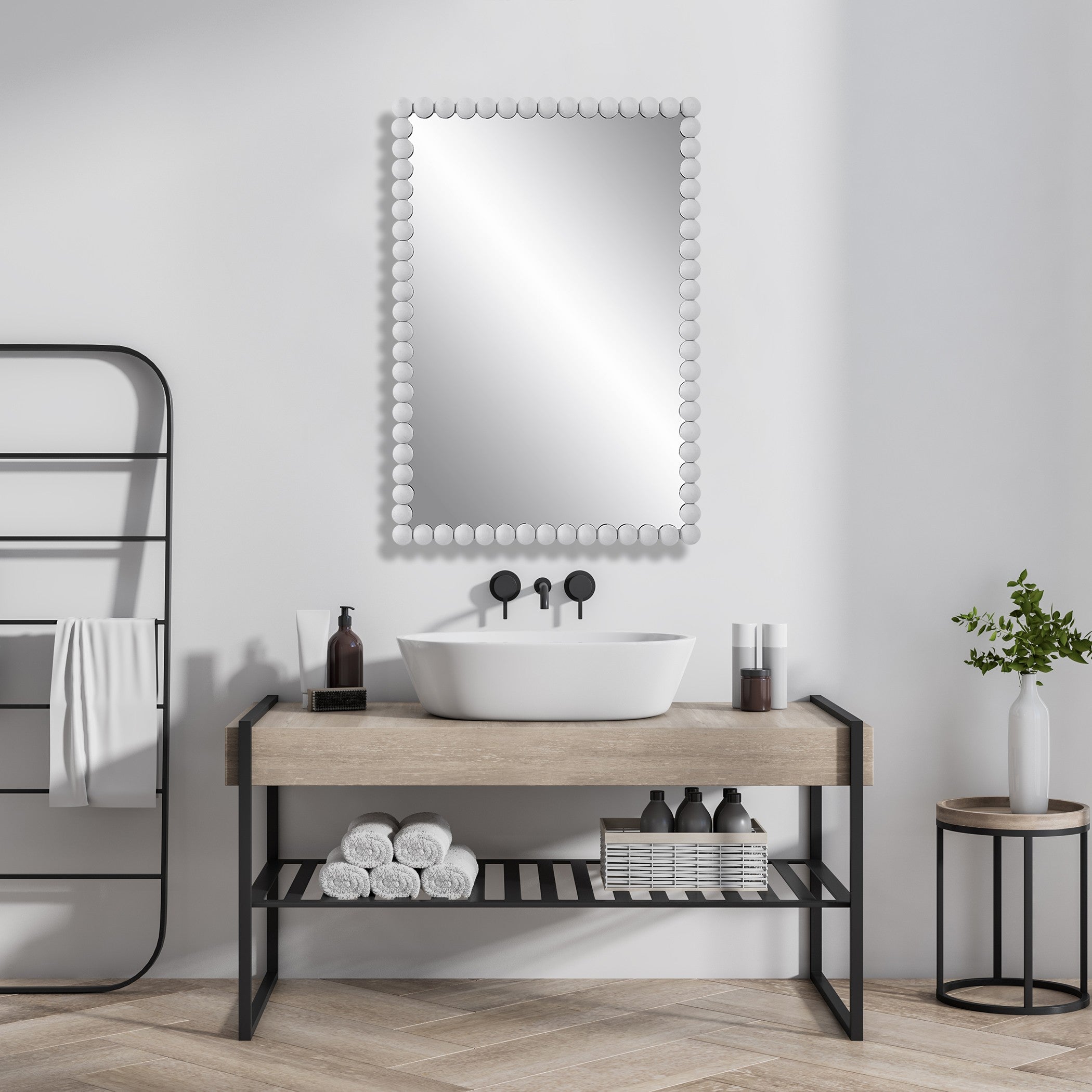 Serna White Vanity Mirror by Uttermost