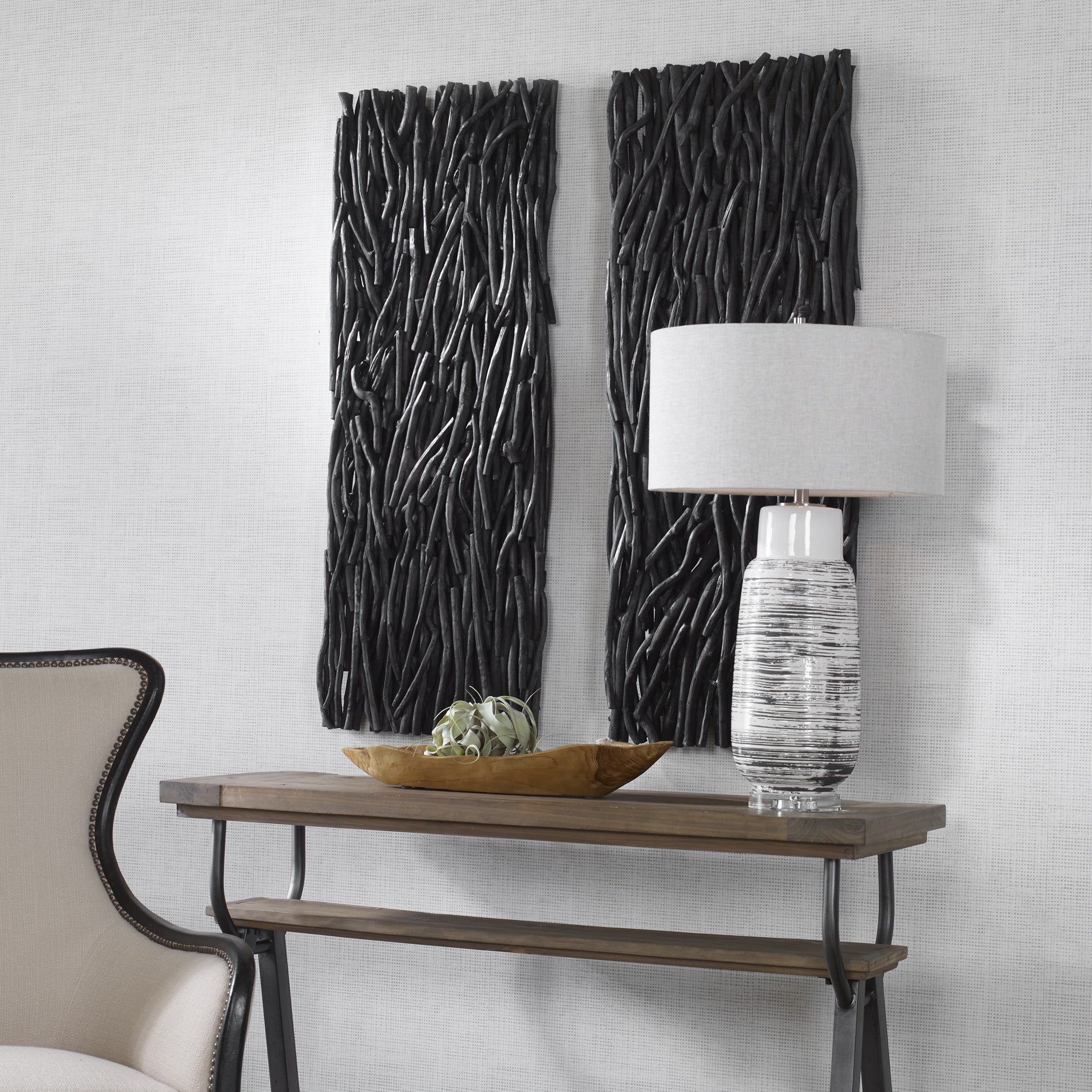 Gathered Teak Black Wood Wall Decor by Uttermost