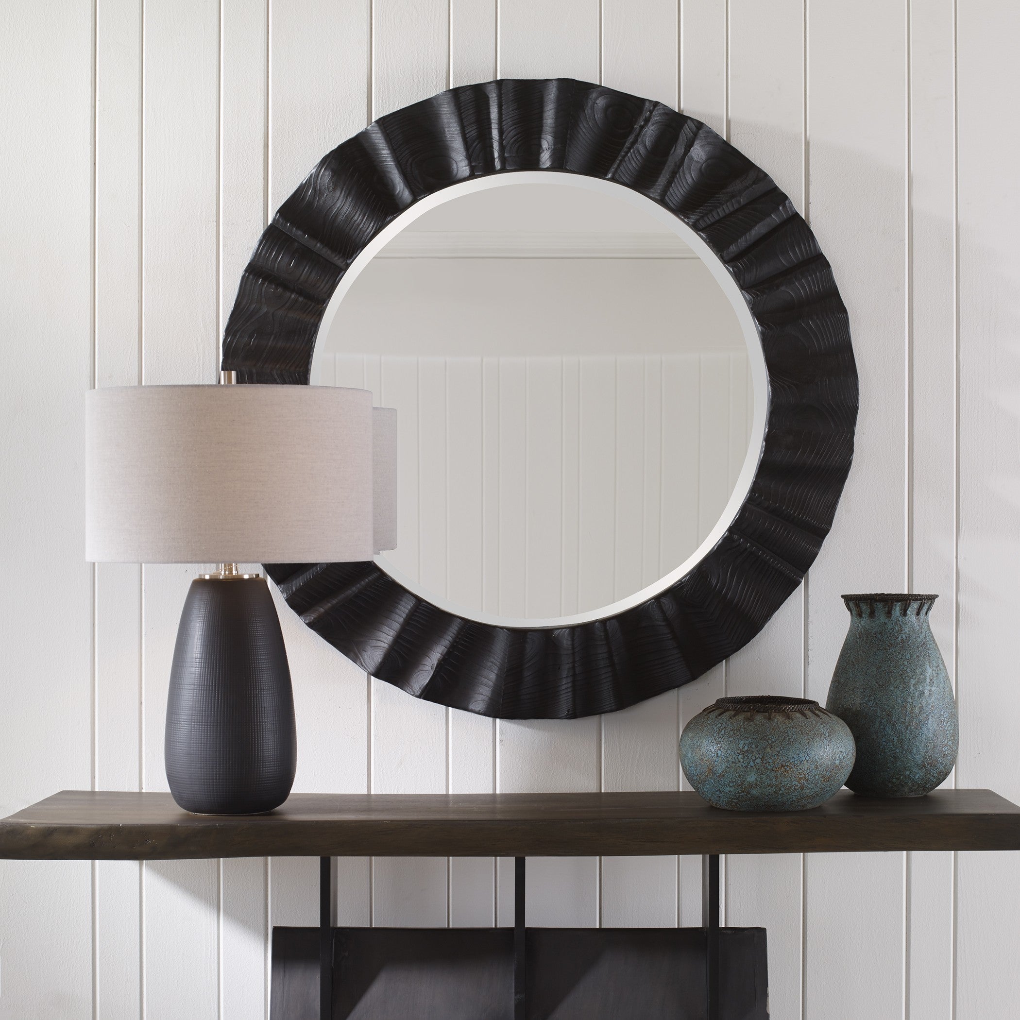Caribou Dark Espresso Round Mirror by Uttermost