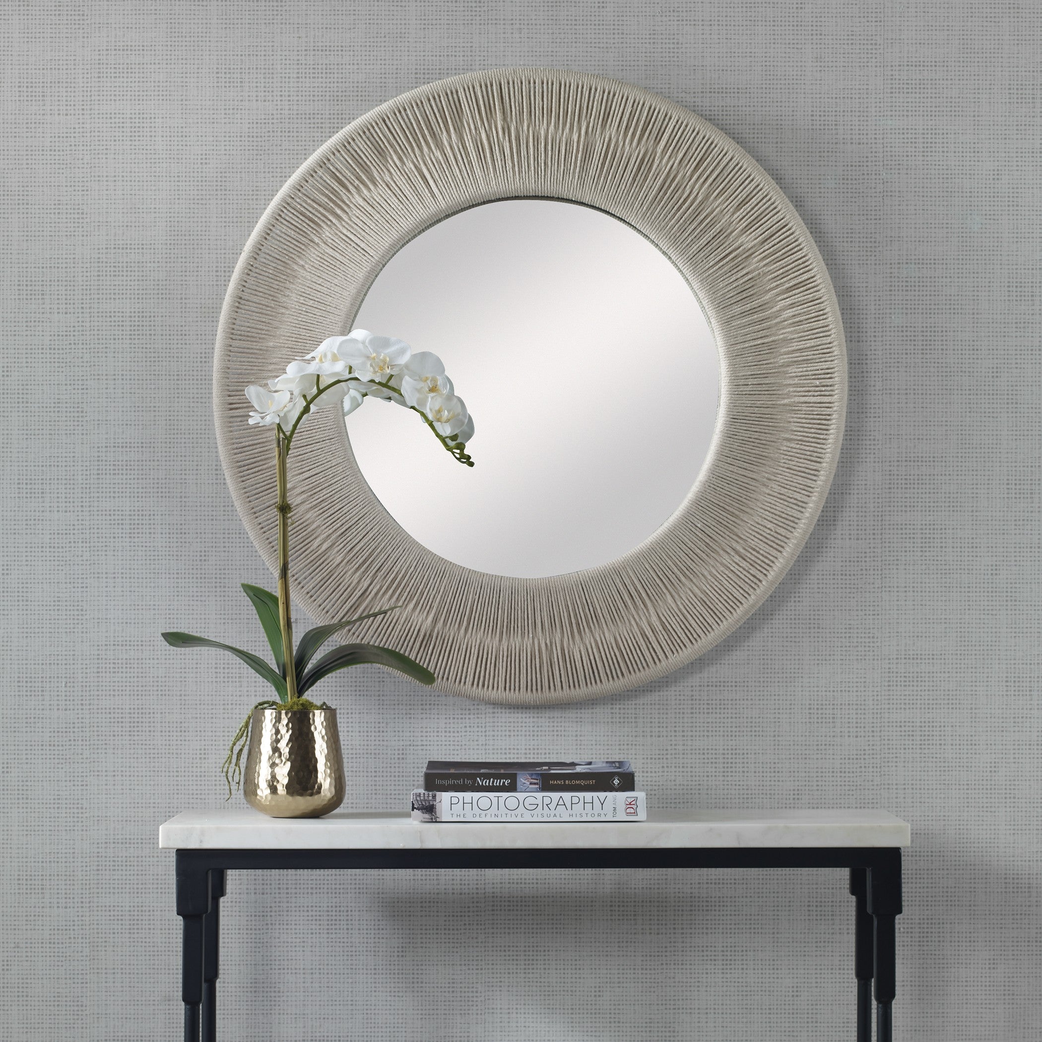 Sailor's Knot White Small Round Mirror Uttermost