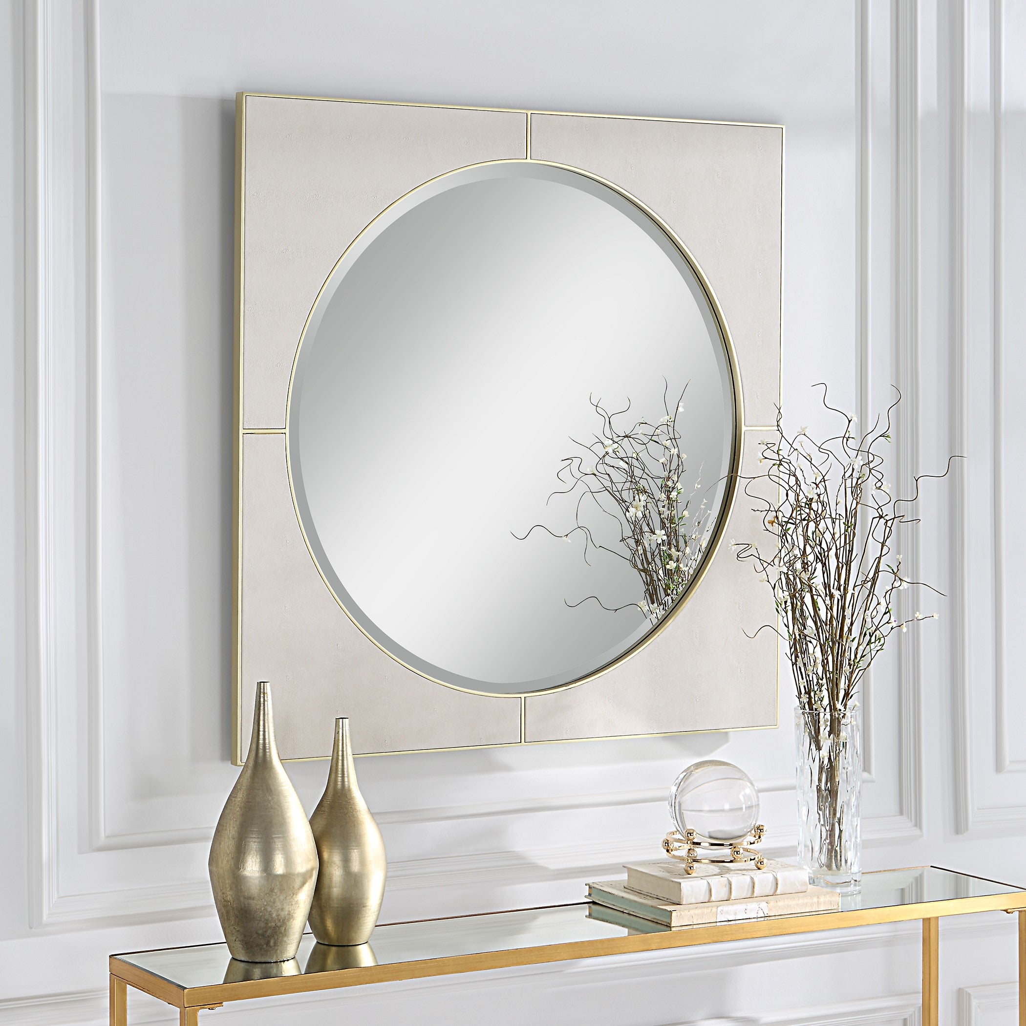 Cyprus White Square Mirror by Uttermost