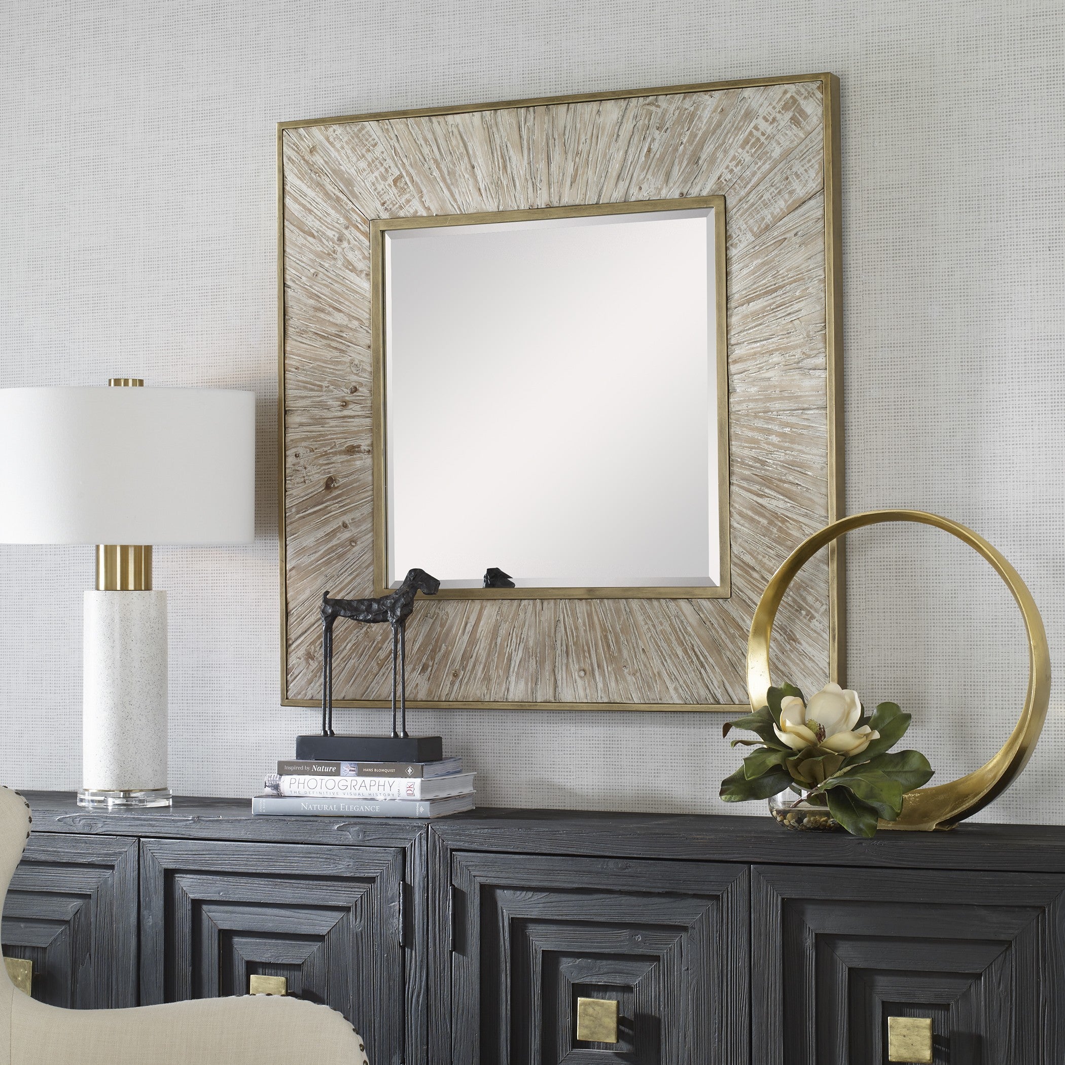 Wharton Whitewashed Square Mirror by Uttermost