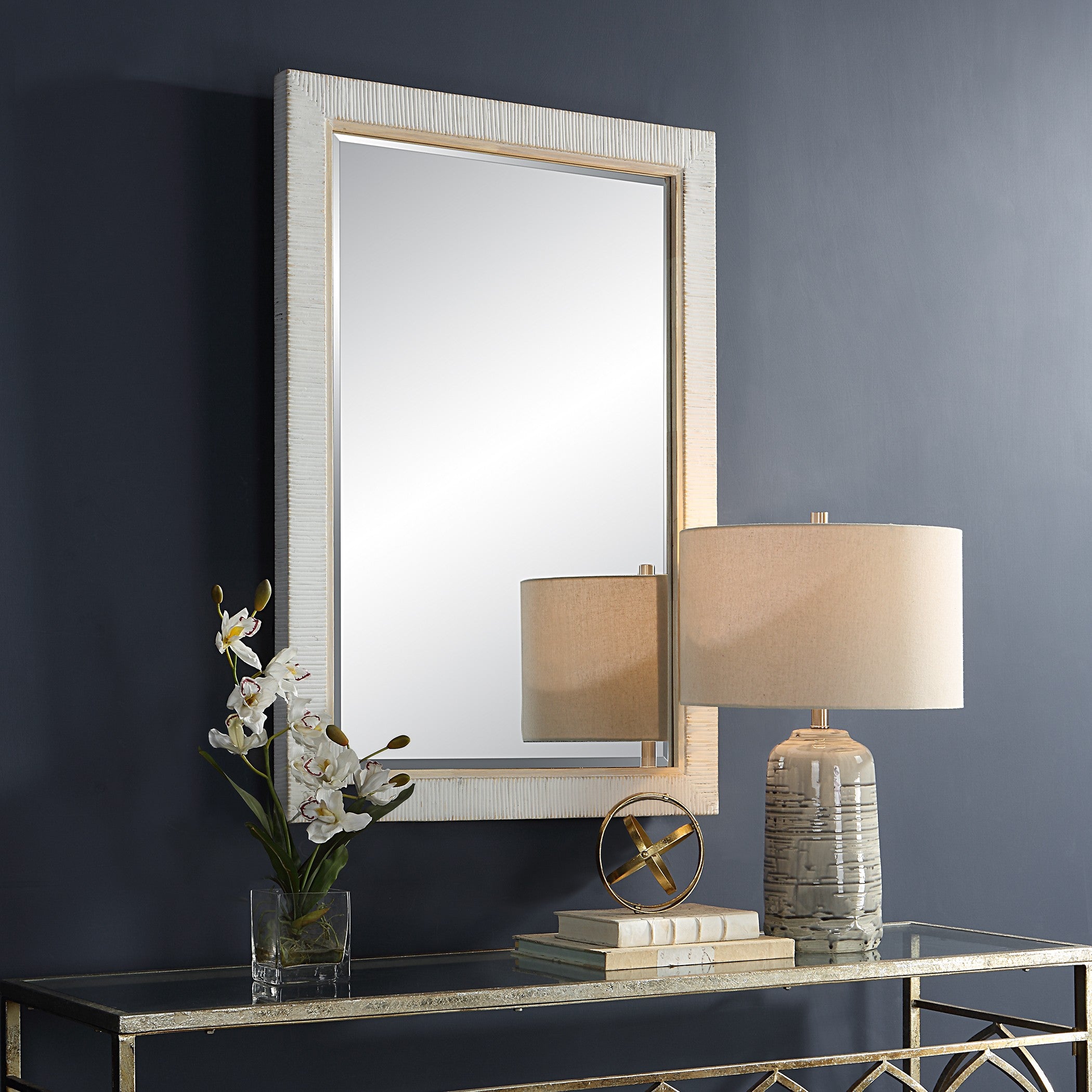 Cape Whitewashed Rattan Mirror by Uttermost
