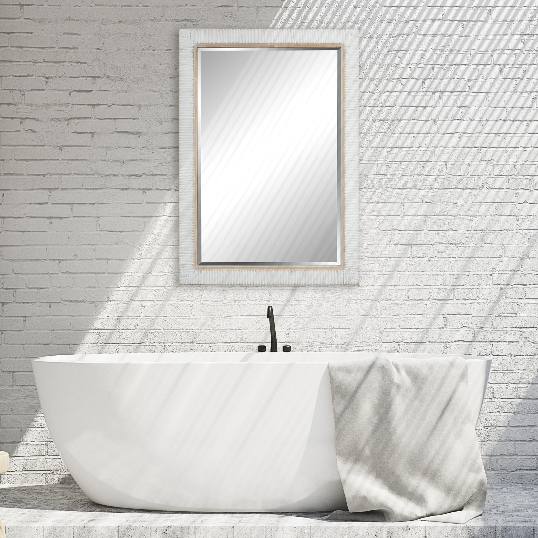 Cape Whitewashed Rattan Mirror by Uttermost