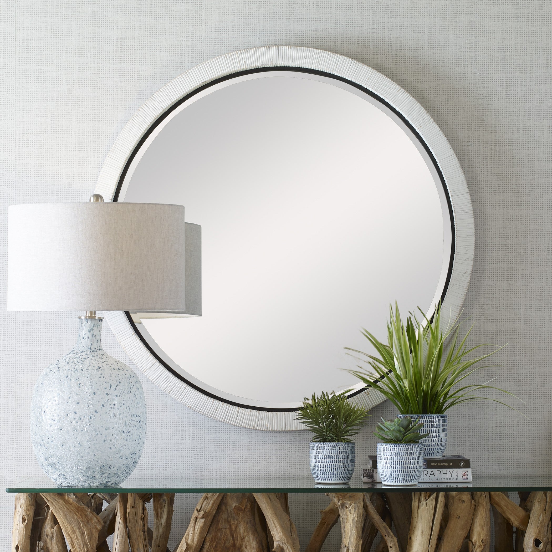 Granada Whitewash Round Mirror by Uttermost