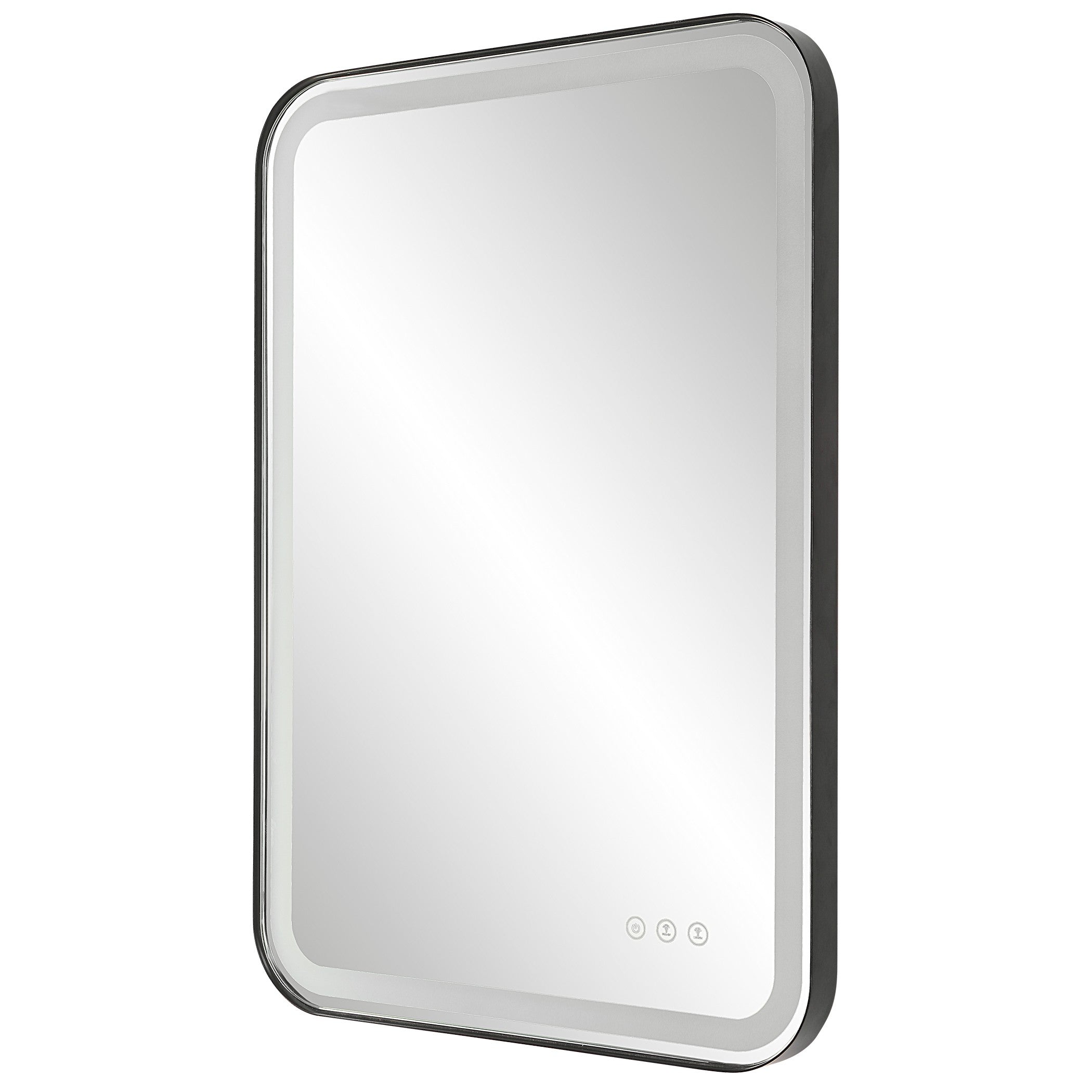 Crofton Rectangular Light Up Mirror in Black by Uttermost