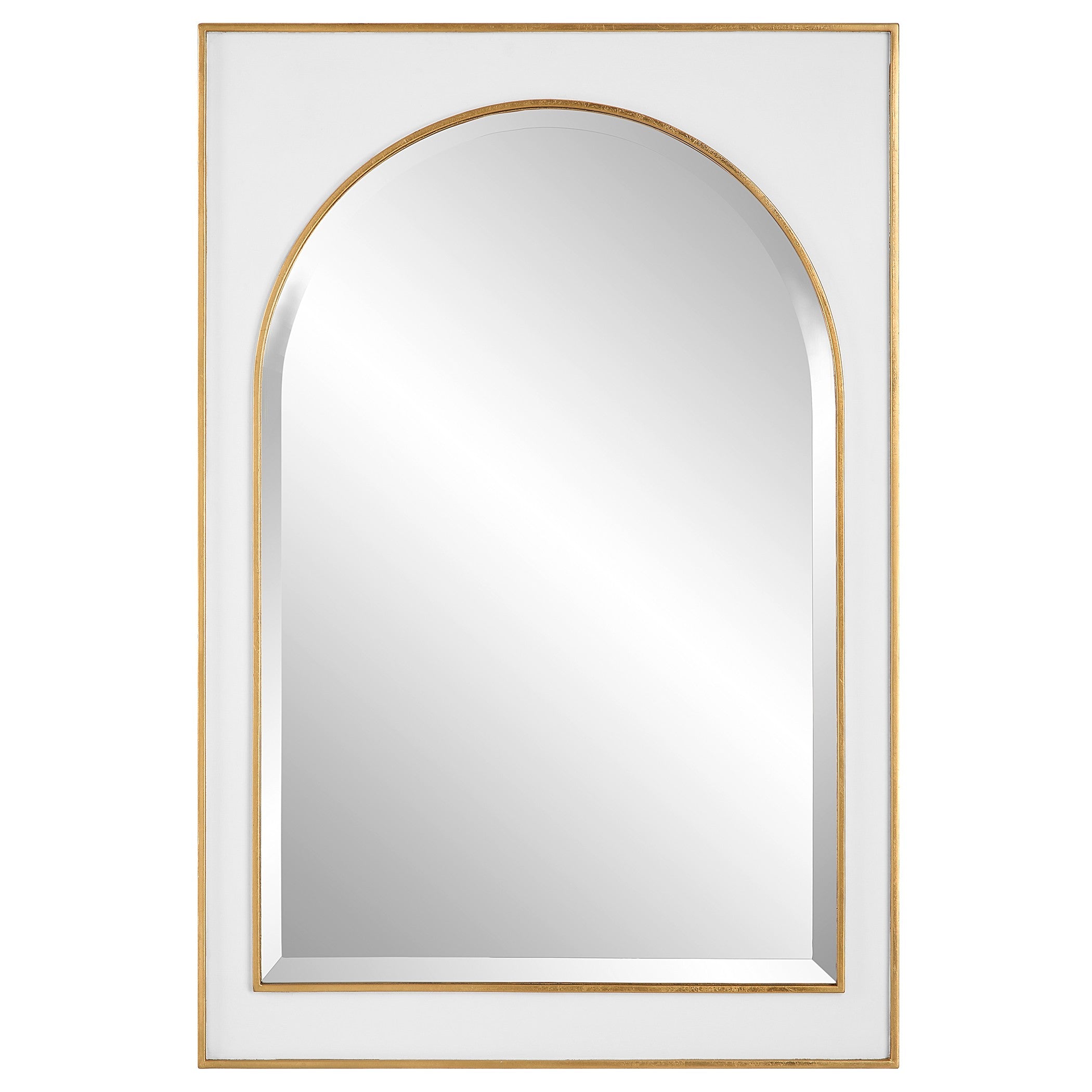 Crisanta Gloss White Arch Mirror by Uttermost