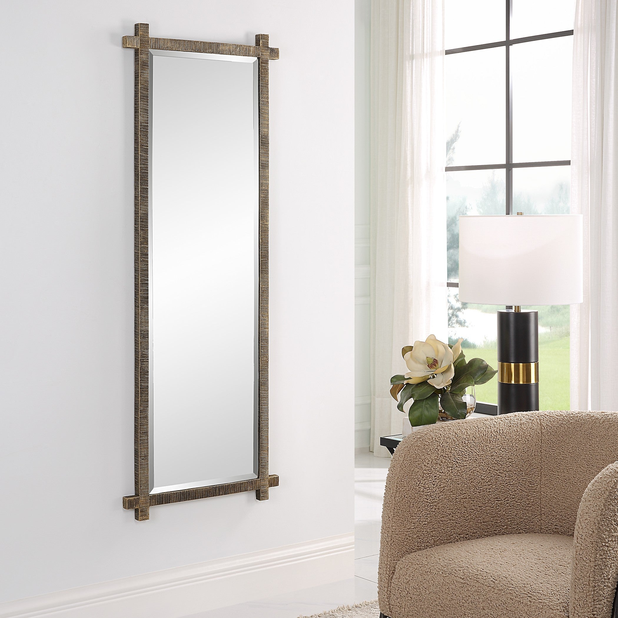 Abanu Ribbed Gold Dressing Mirror by Uttermost