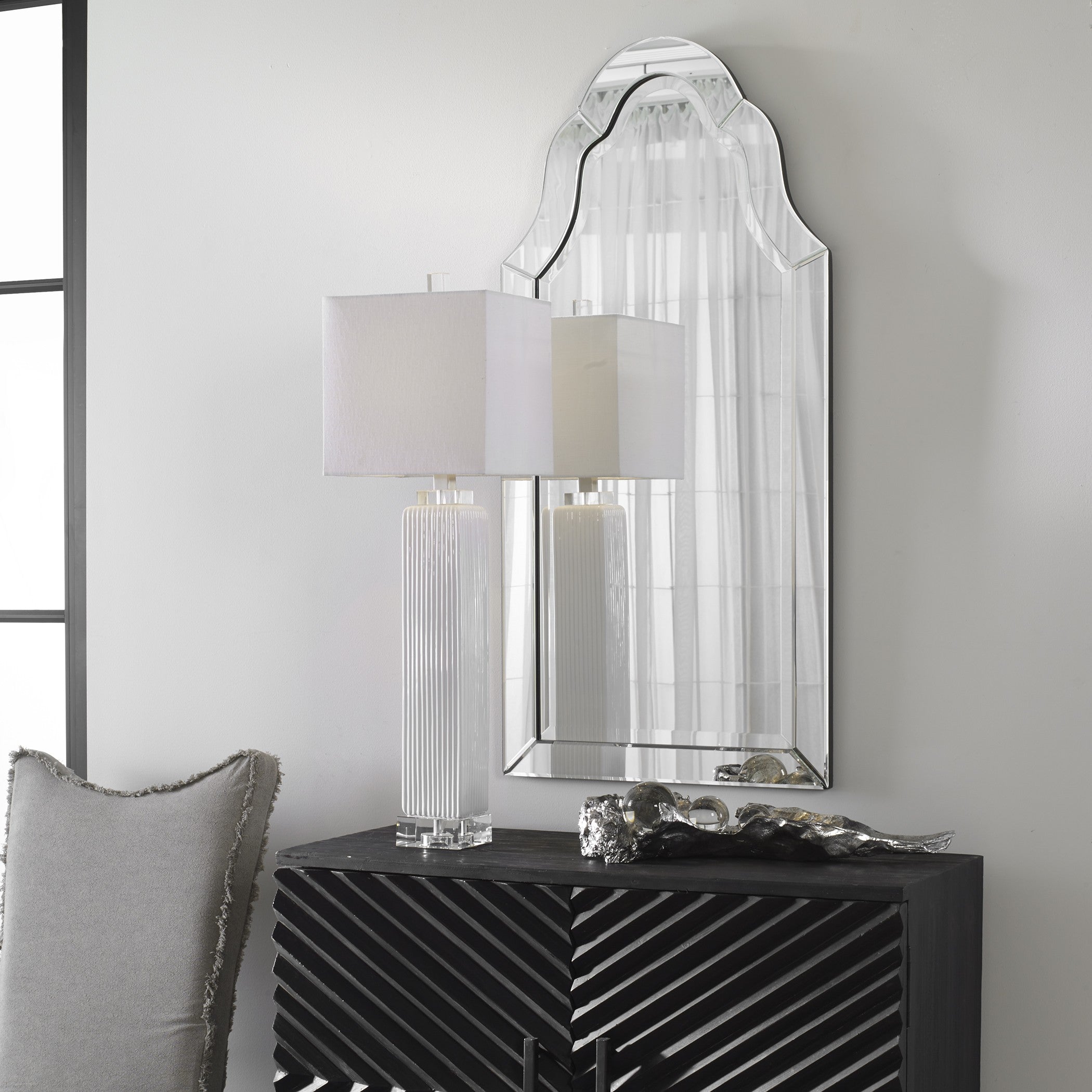 Hovan Frameless Arched Mirror by Uttermost